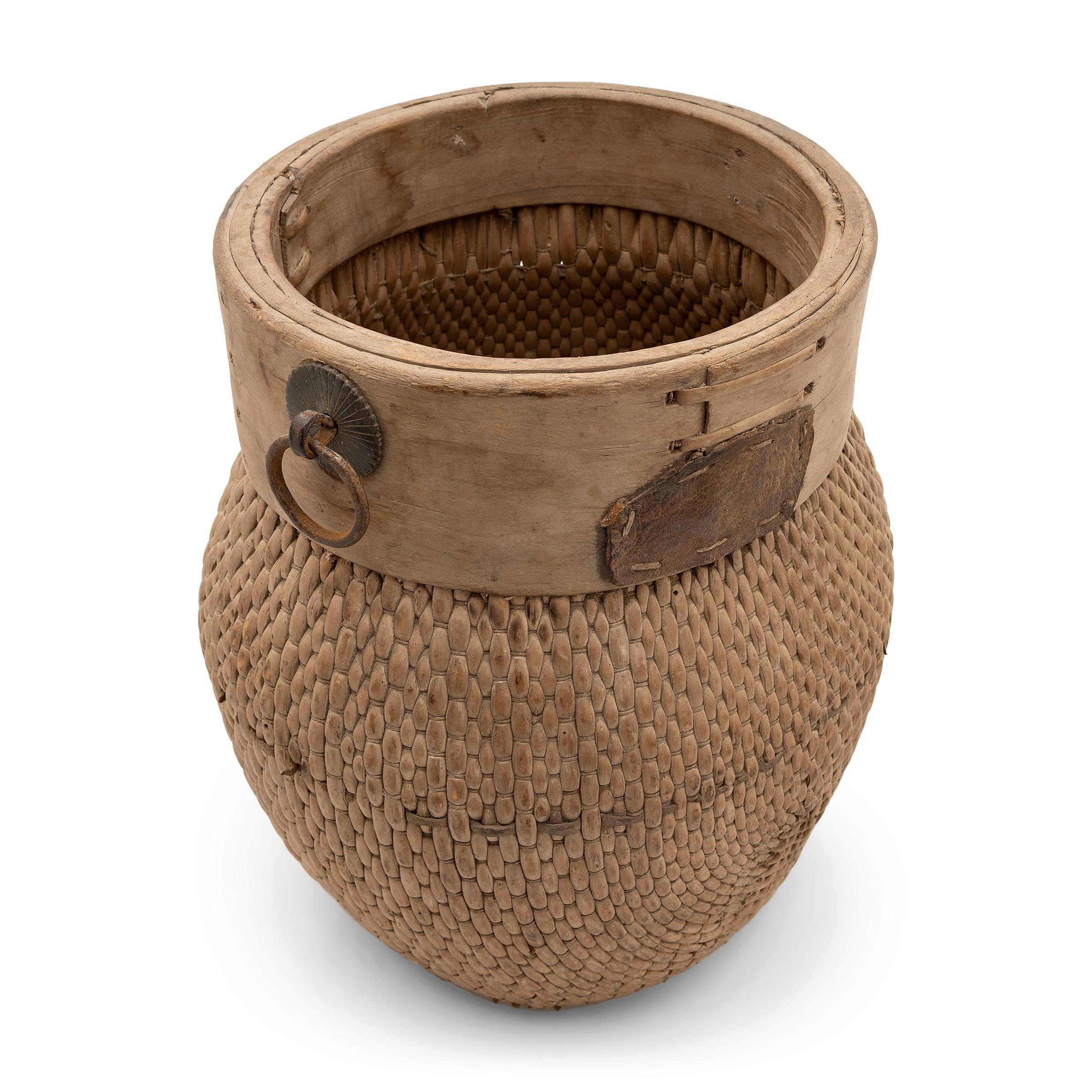 Rustic Chinese Woven River Basket, circa 1900