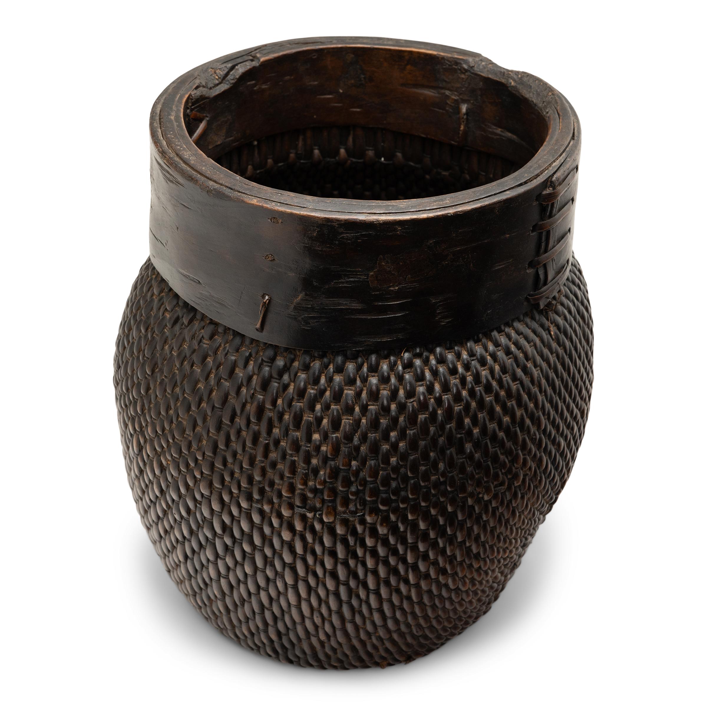 Rustic Chinese Woven River Basket, c. 1900 For Sale