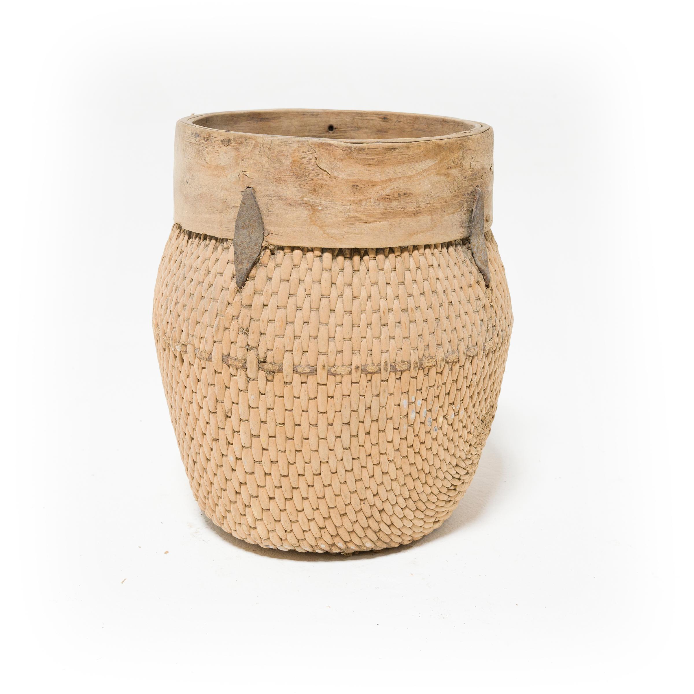 Hand-Woven Chinese Woven River Basket, c. 1900