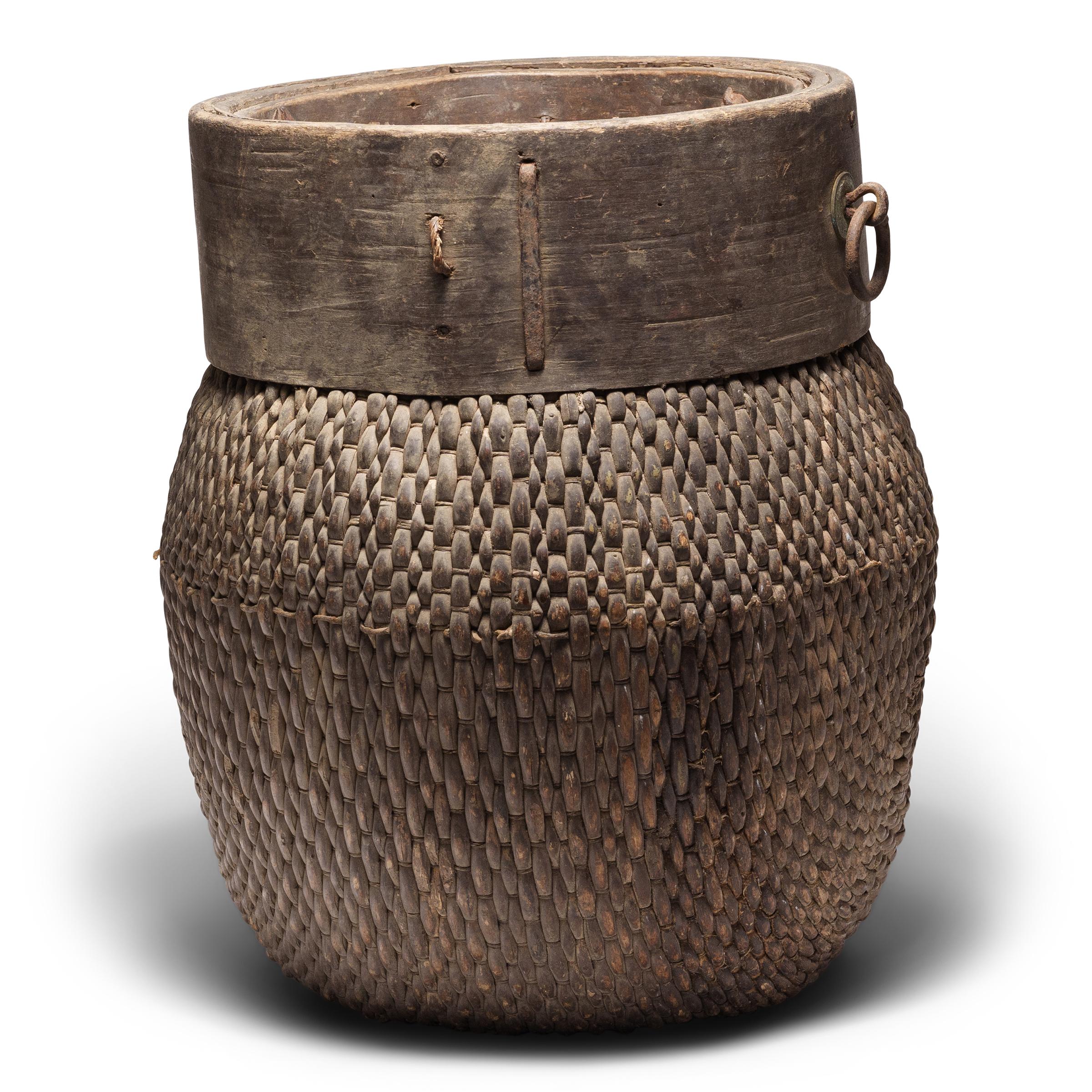 Rustic Chinese Woven River Basket, circa 1800