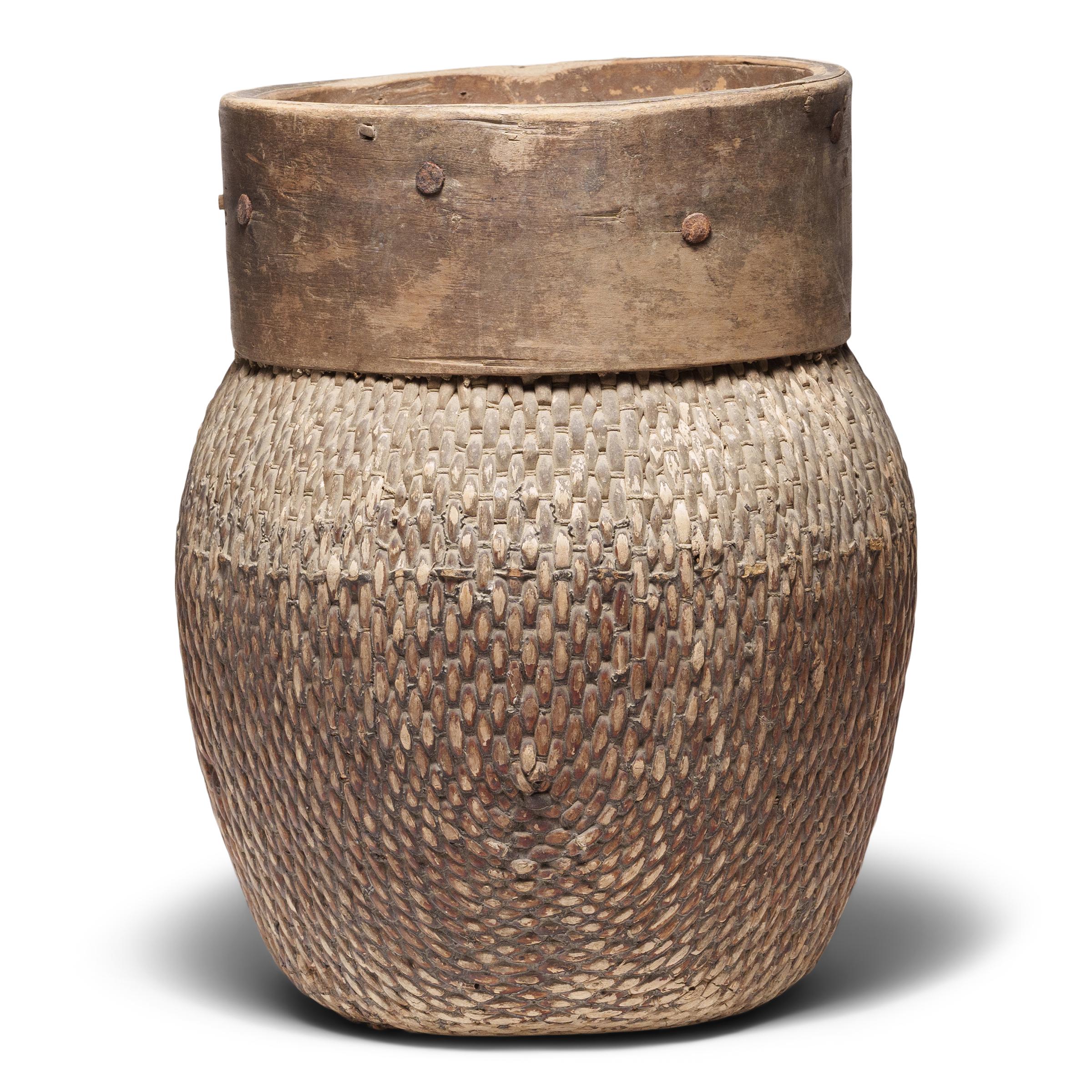 Rustic Chinese Woven River Basket, circa 1900