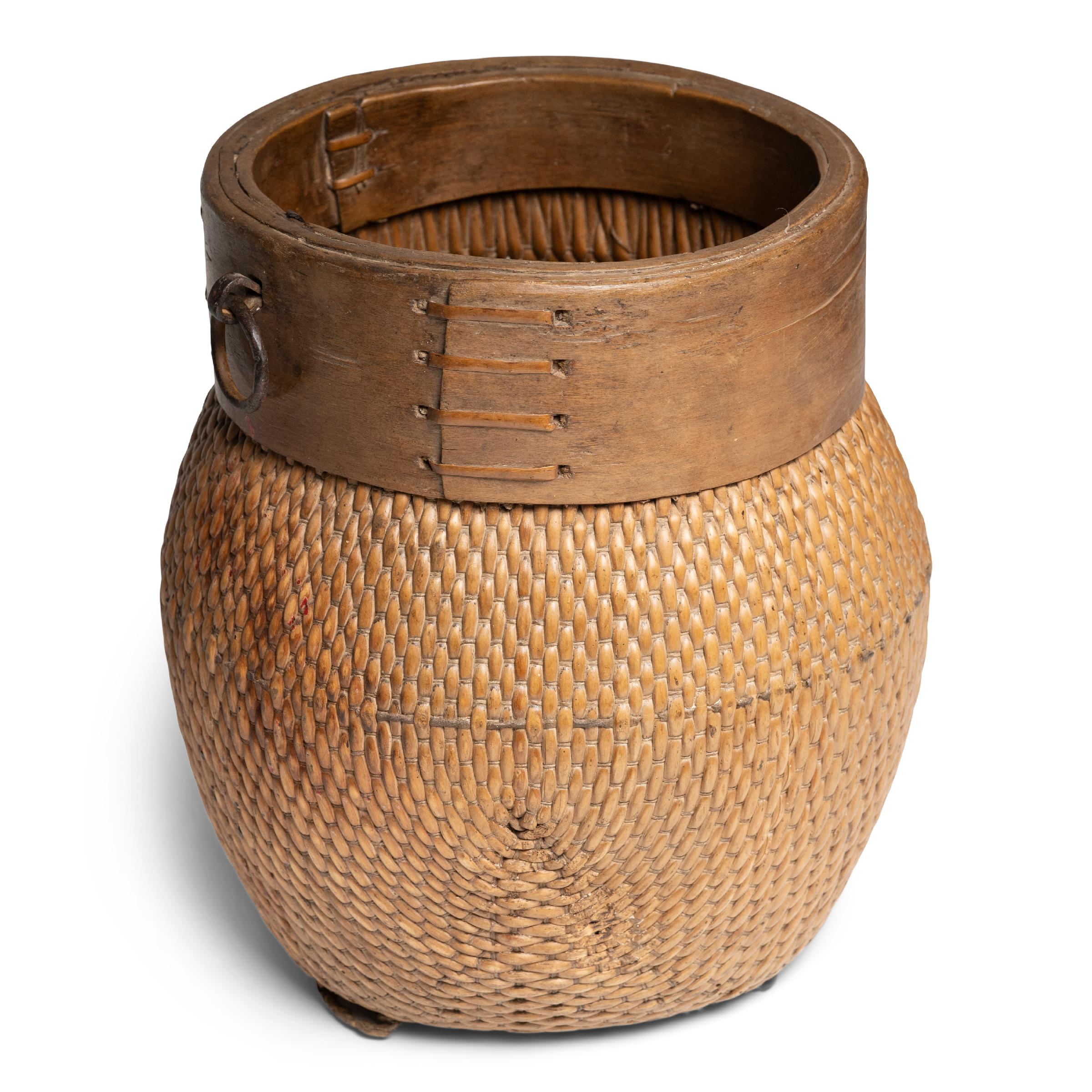 Rustic Chinese Woven River Basket, circa 1900