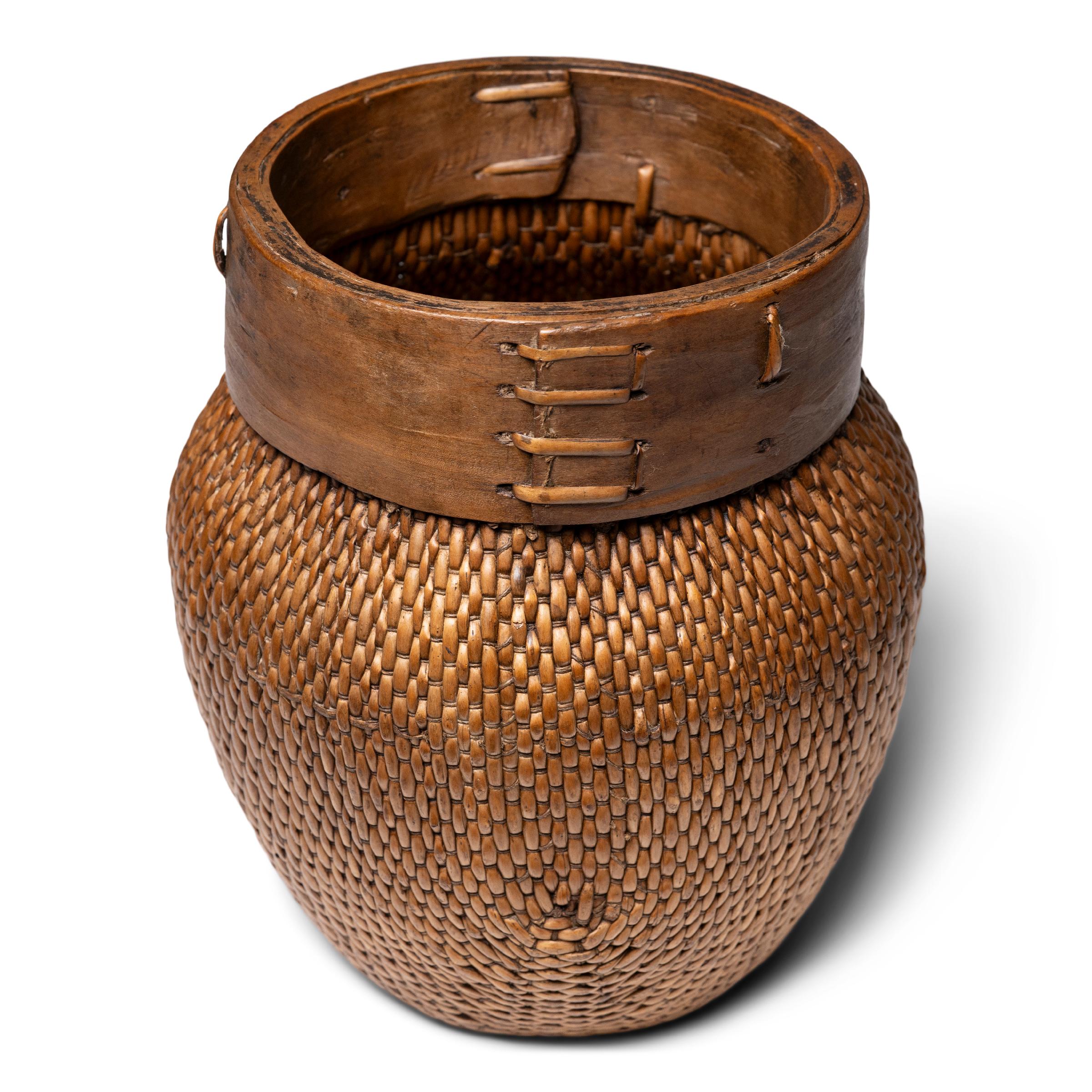 Rustic Chinese Woven River Basket, circa 1900