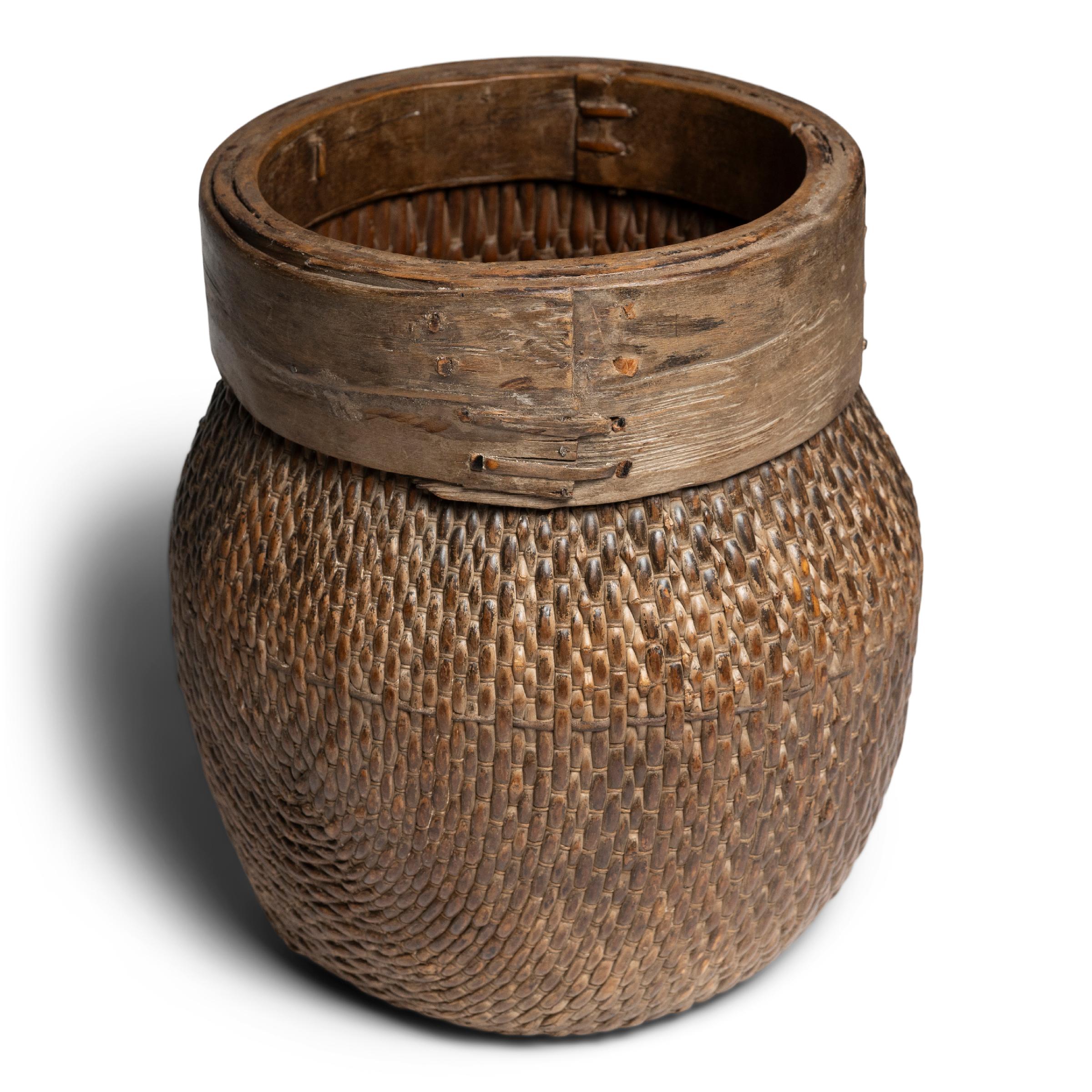 Rustic Chinese Woven River Basket, circa 1900
