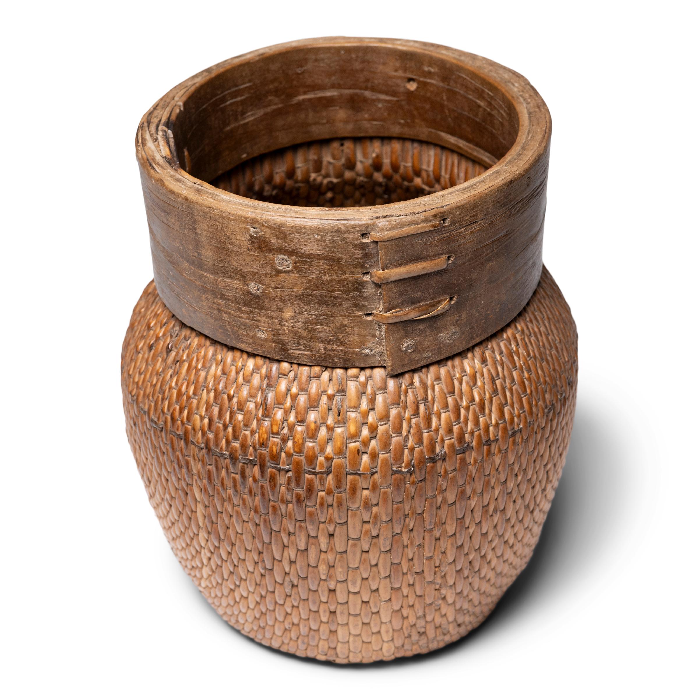 Rustic Chinese Woven River Basket, circa 1900 For Sale