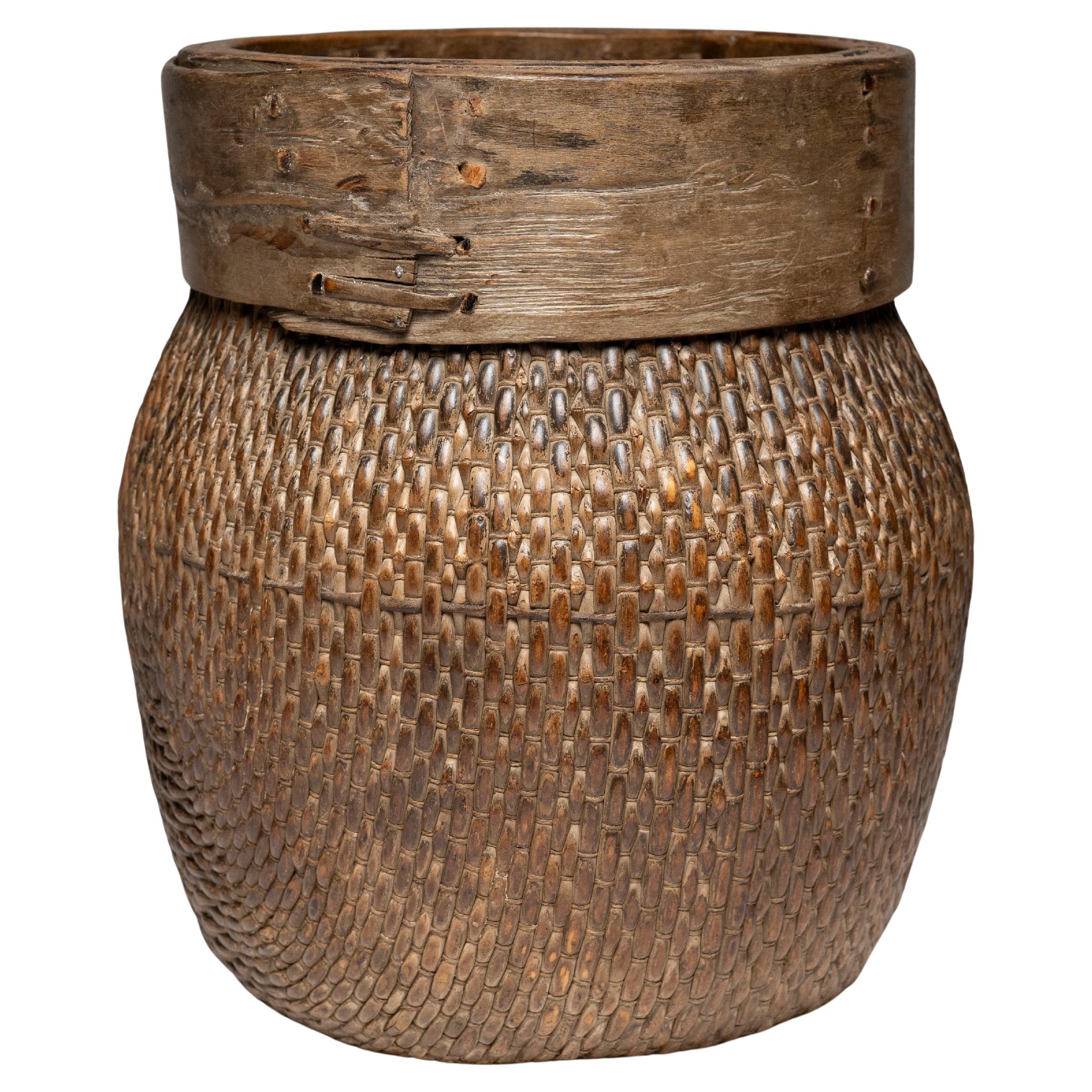 Chinese Woven River Basket, circa 1900 For Sale