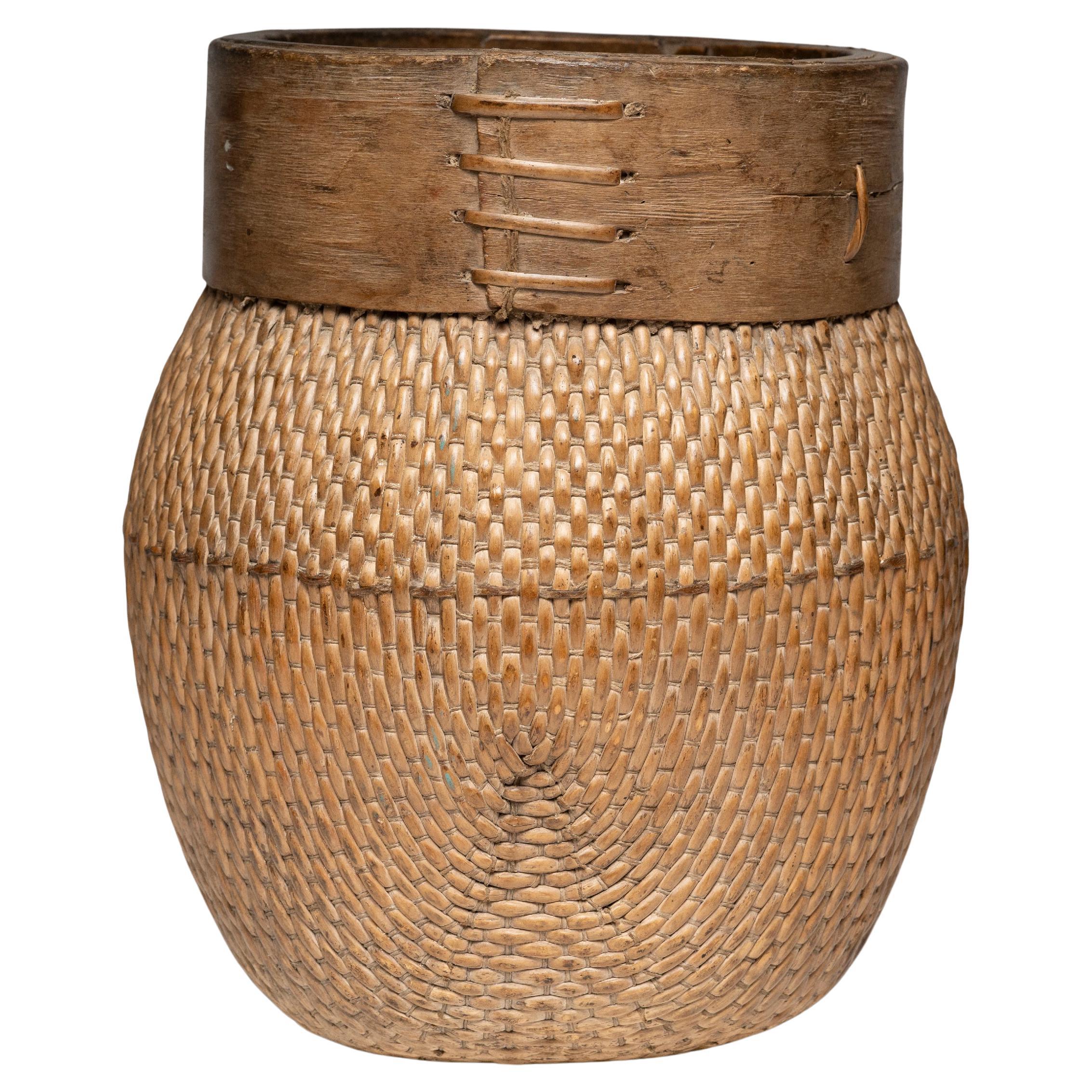 Chinese Woven River Basket, circa 1900 For Sale