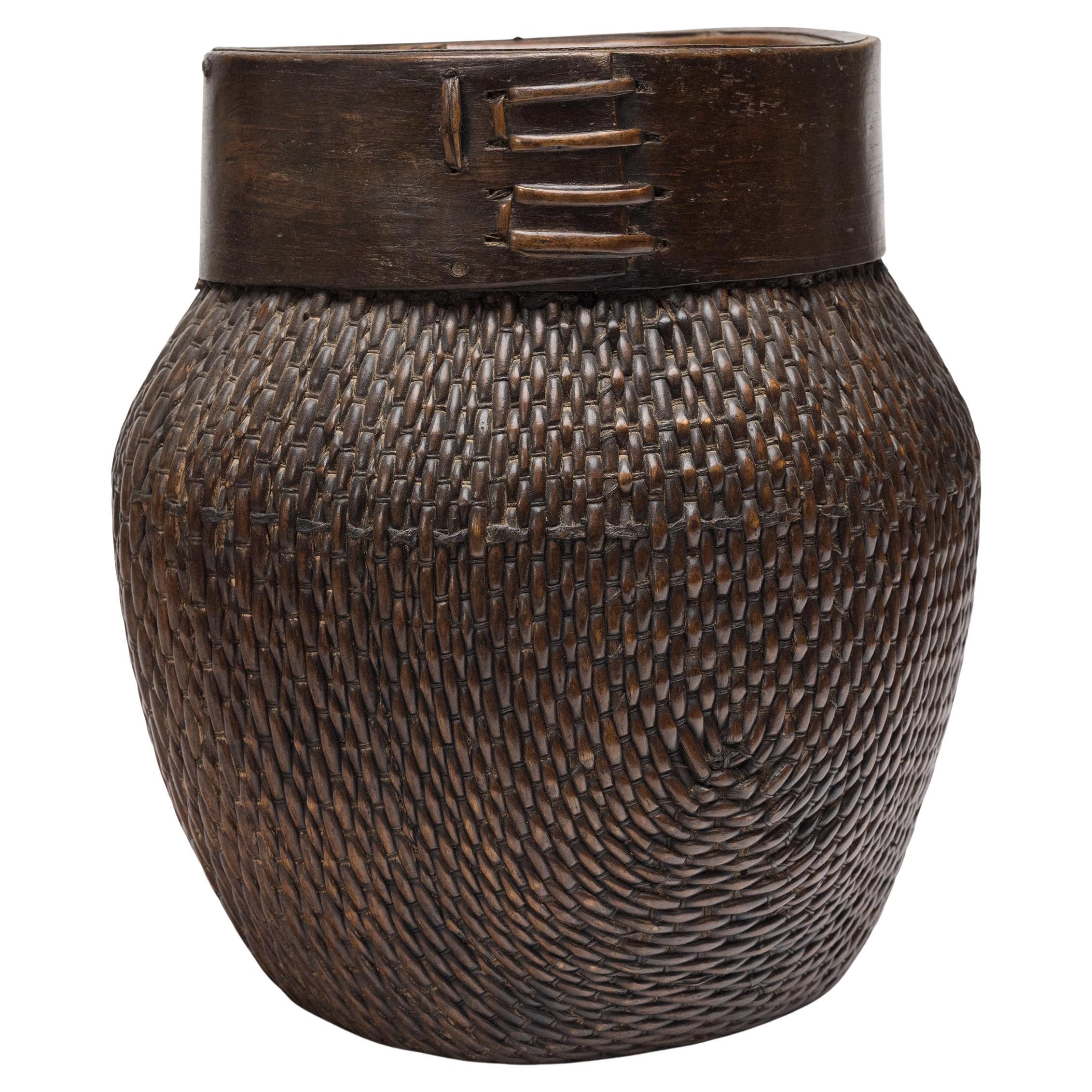 Panier de rivière chinois tissé, vers 1900