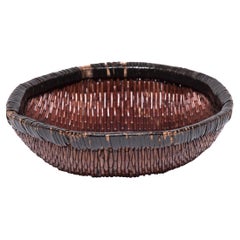 Antique Chinese Woven Tray Basket, circa 1900