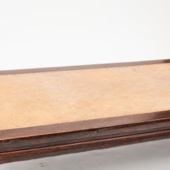 Table basse chinoise en osier tressé et bois d'orme pour lit à opium