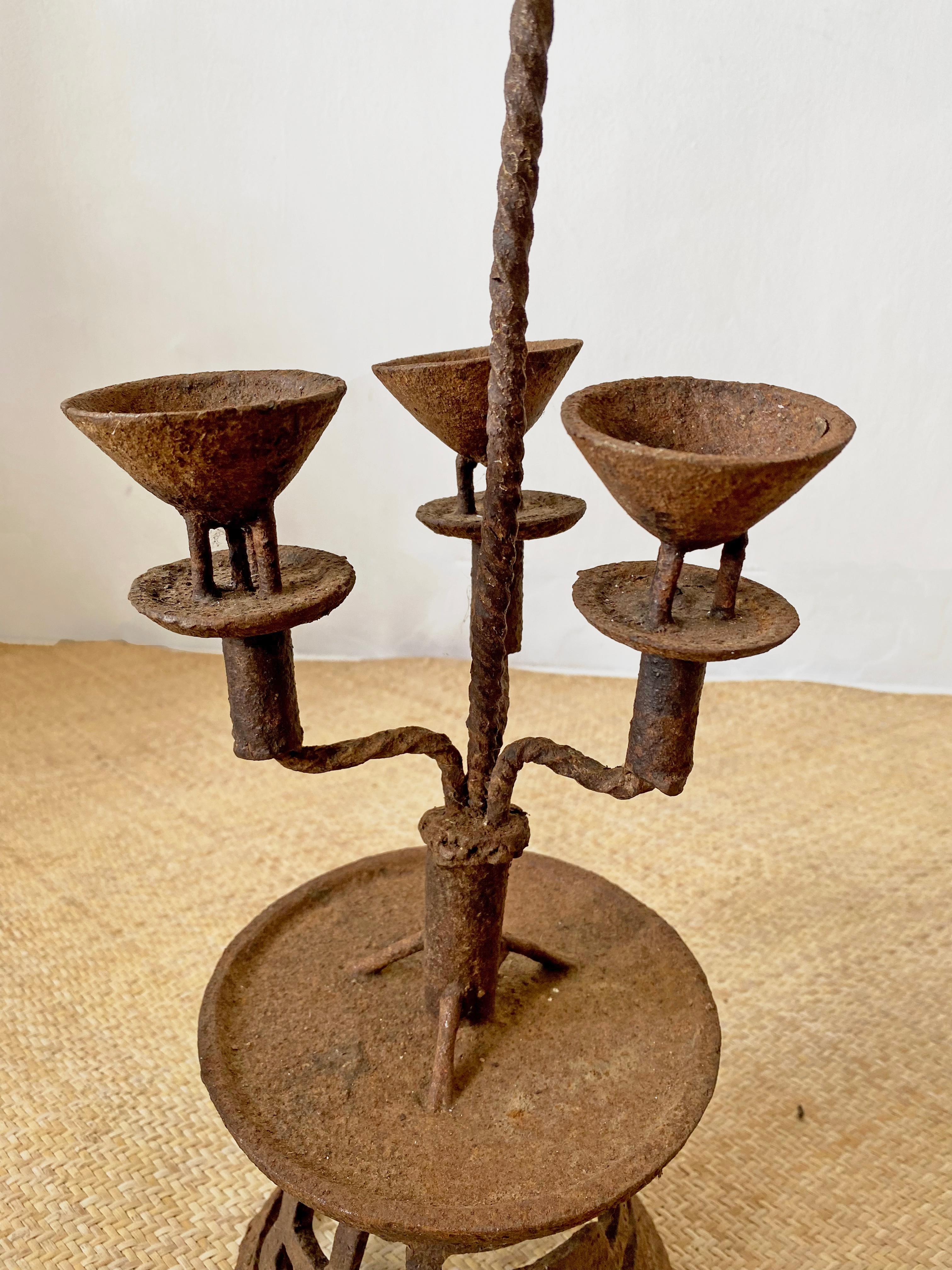 Other Chinese Wrought Iron Candleholder Pair, Early 20th Century For Sale