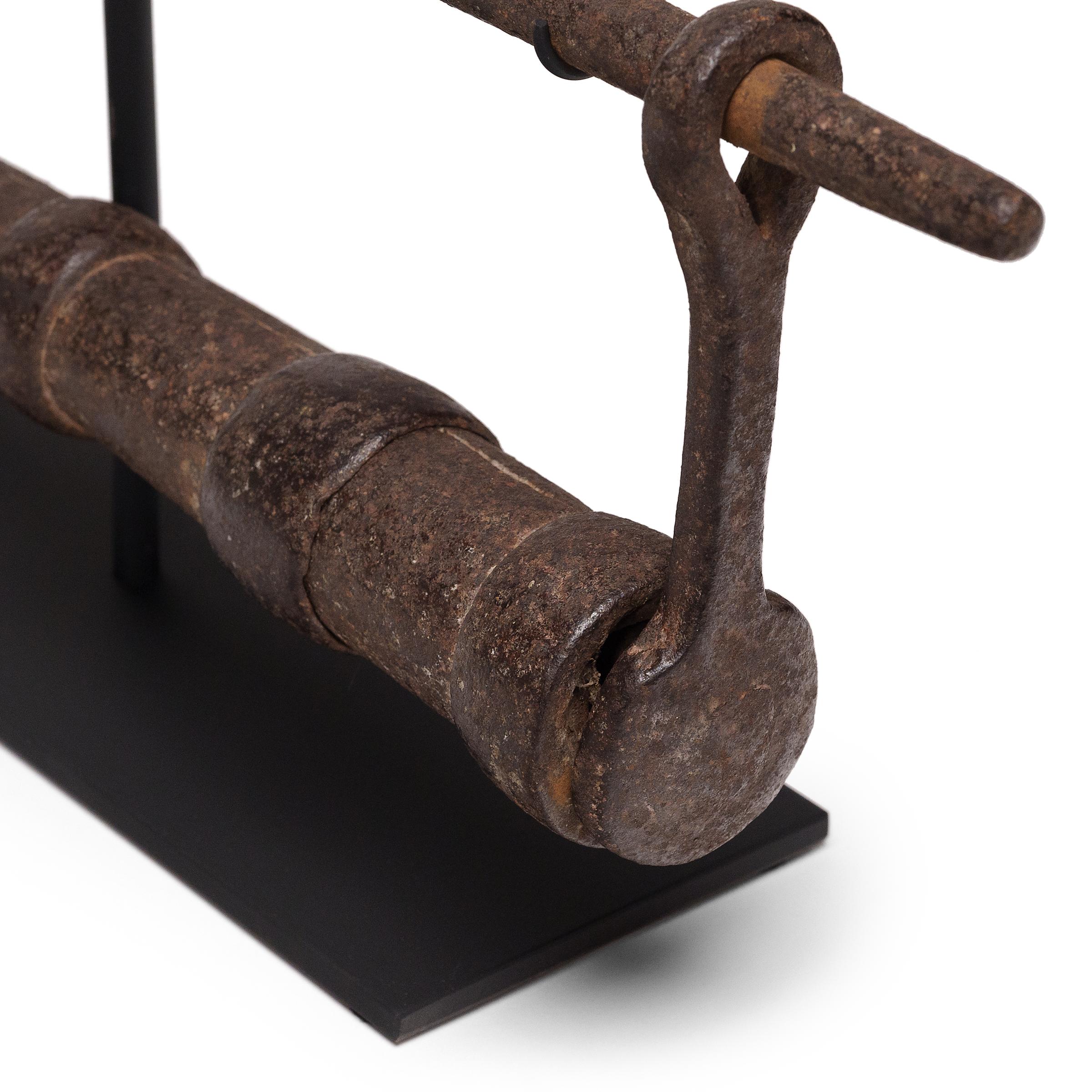 Chinese Wrought Iron Door Lock, c. 1850 In Good Condition In Chicago, IL