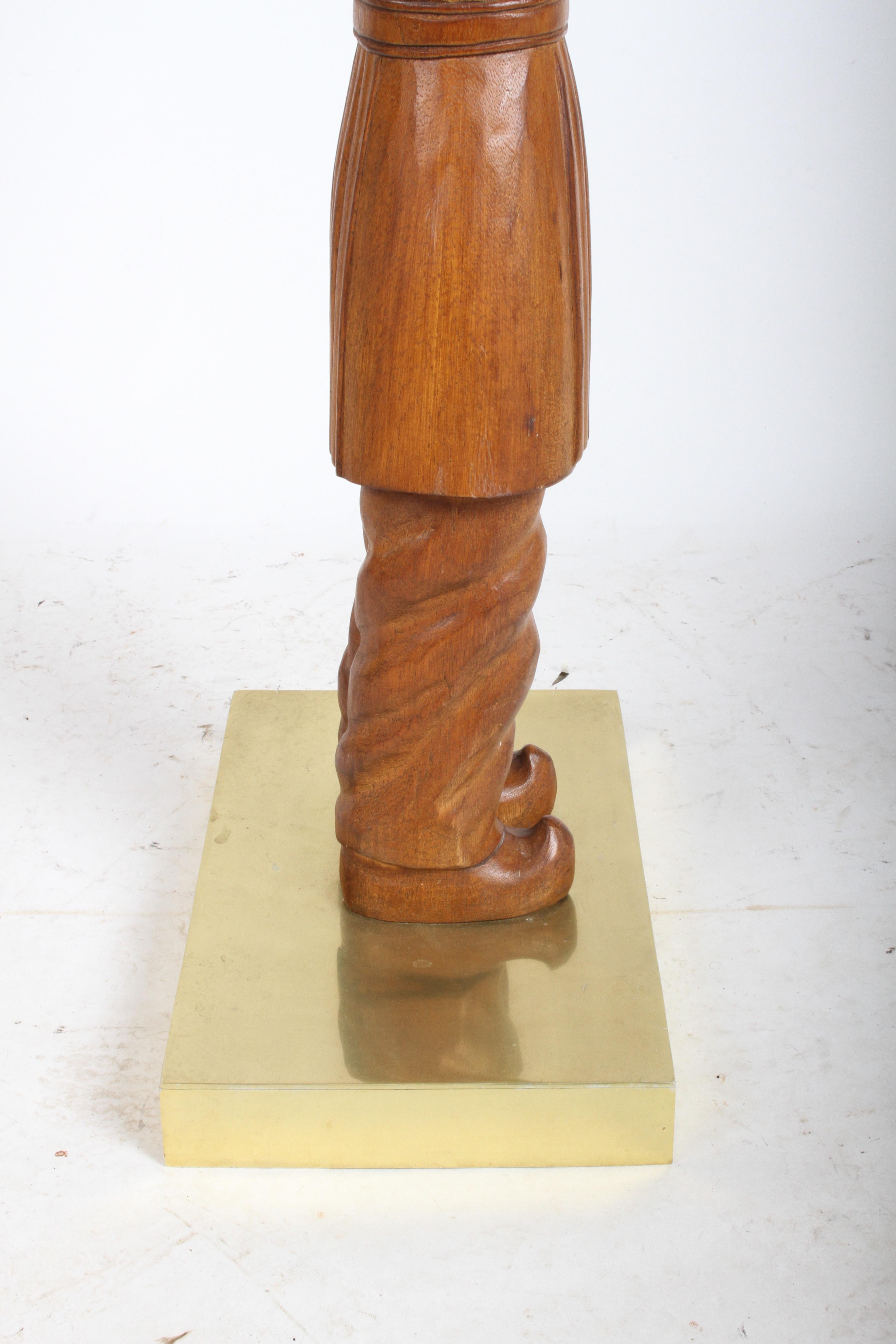 Consola o Mesa de Entrada de Latón y Madera del Guerrero Xian Chino en venta 6