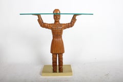 Chinese Xian Warrior Brass and Wood Console or Entry Table