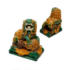 Chinese 19th Century Pair of Protection Foo Lions