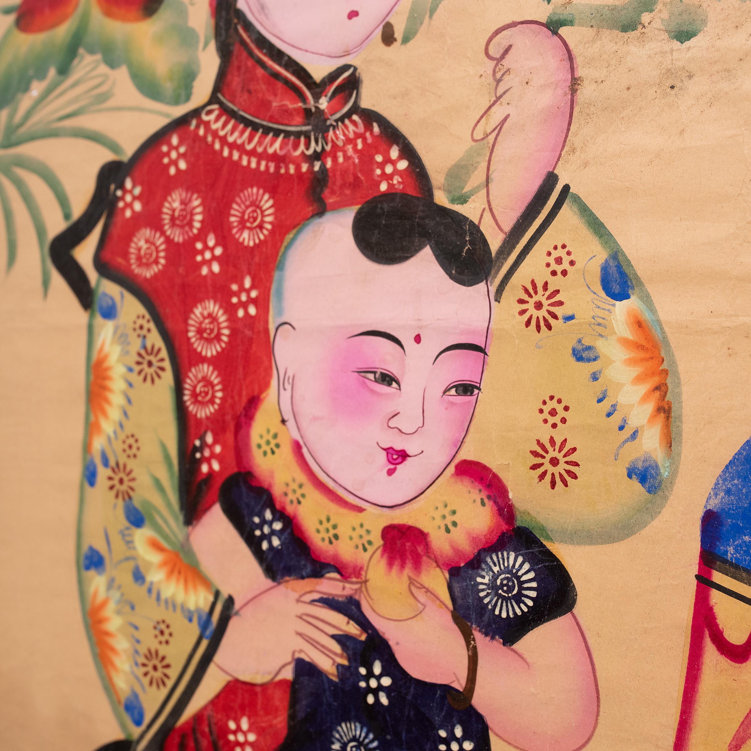 Chinesische Neujahrsgemälde (nian hua) sind farbenfrohe Volksgemälde, die zur Feier des jährlichen Frühlingsfestes geschaffen werden. Die von Volkskünstlern in regionalen Studios gezeichneten oder gedruckten Nian Hua-Gemälde zeichnen sich durch