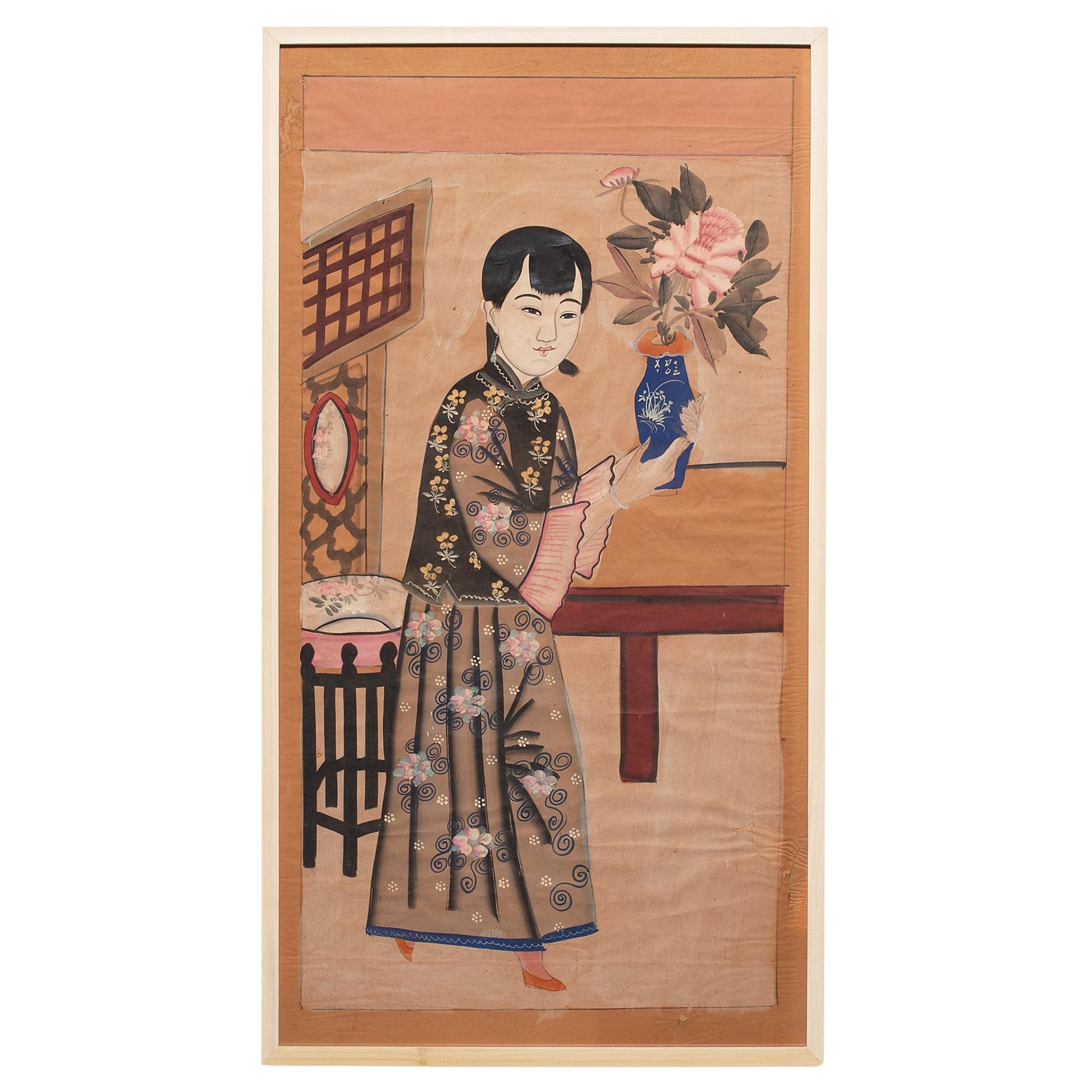 Chinese Yangliuqing New Year Painting of Peace & Prosperity, c. 1920