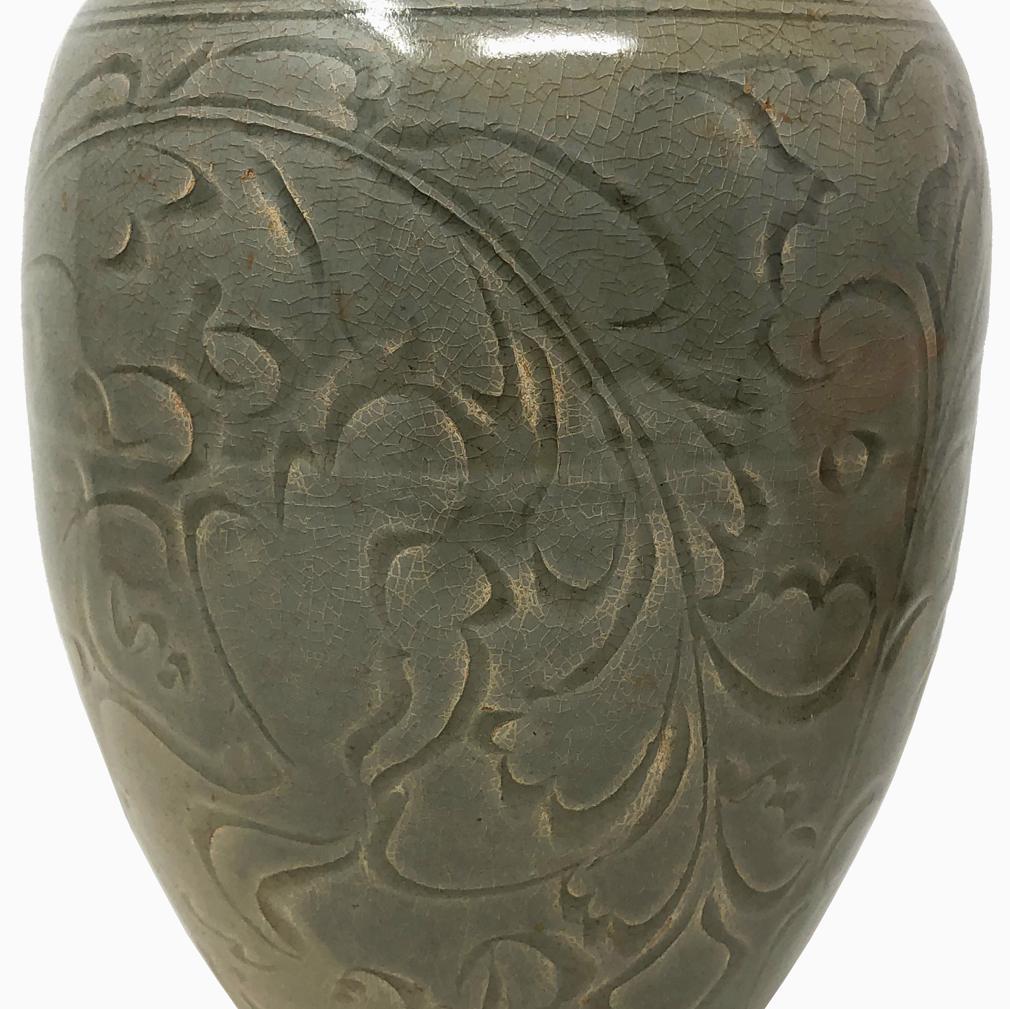 Chinese Yaozhou Celadon Ceramic Bottle Vase For Sale 5