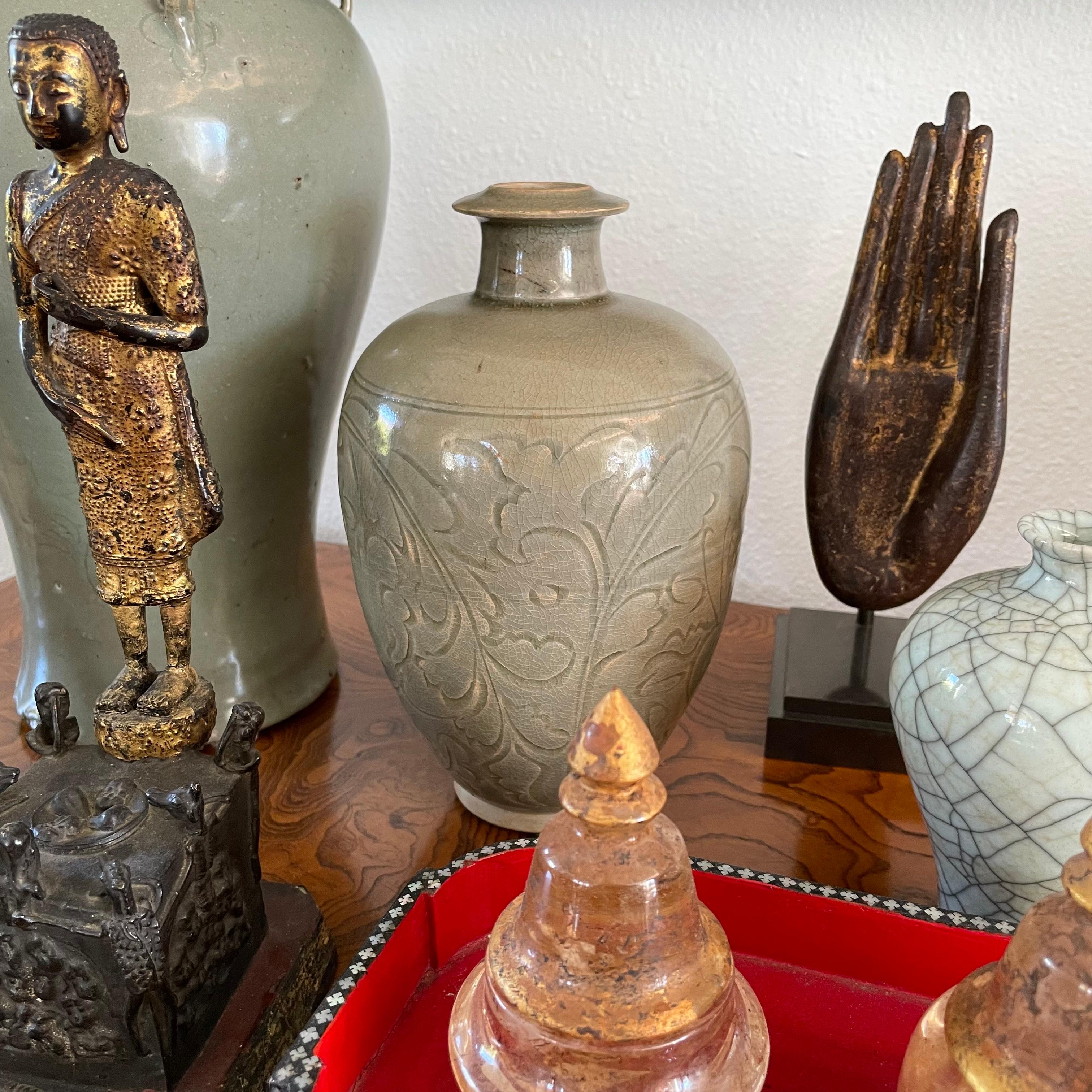 Chinese Yaozhou Celadon Ceramic Bottle Vase For Sale 7