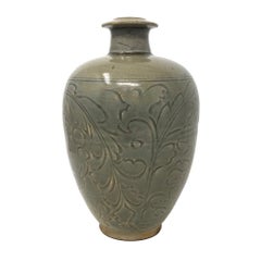 Chinese Yaozhou Celadon Ceramic Bottle Vase