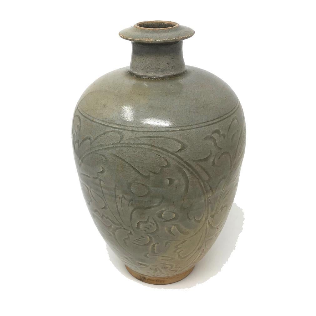 Chinese Yaozhou Celadon Ceramic Bottle Vase For Sale 2