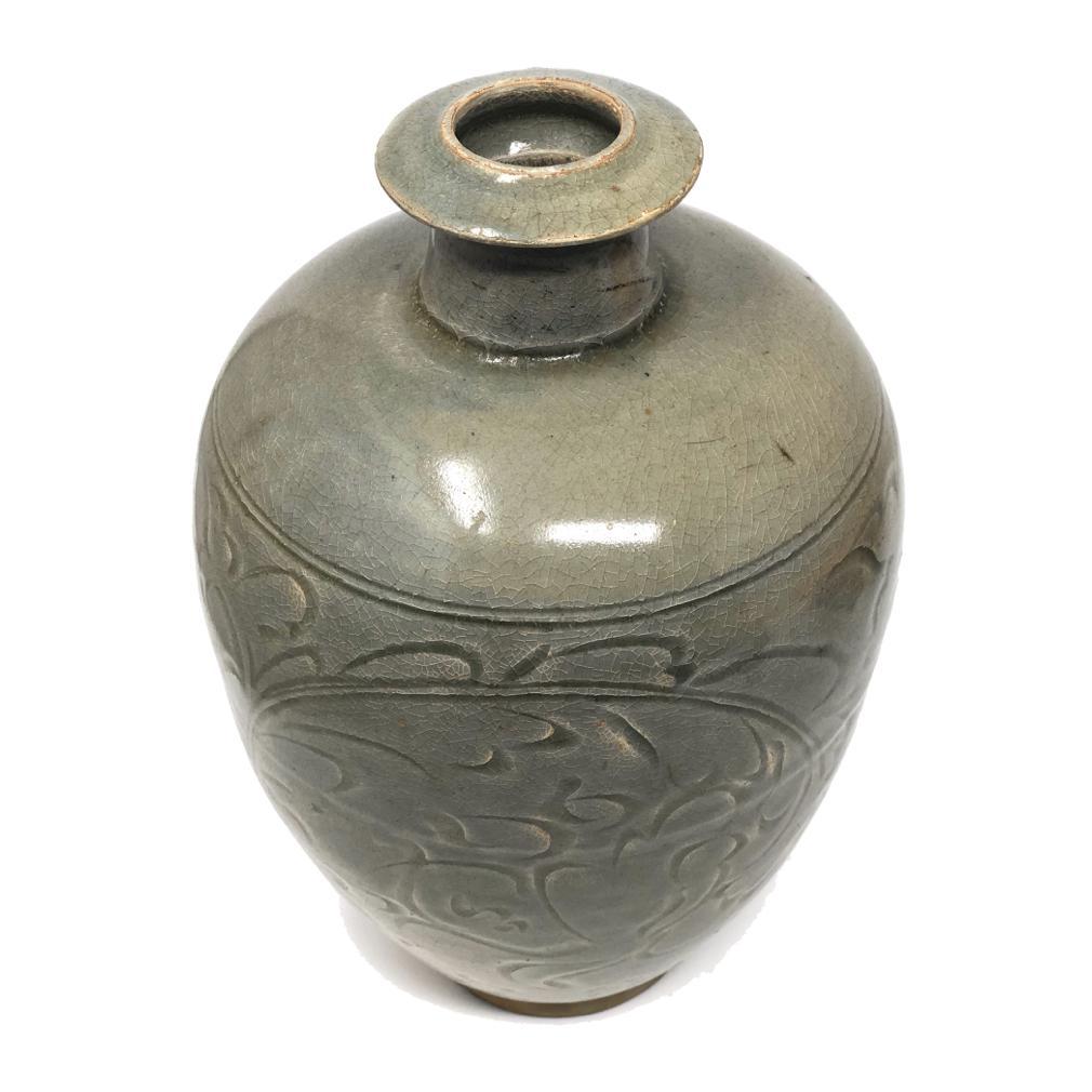 Chinese Yaozhou Celadon Ceramic Bottle Vase For Sale 3
