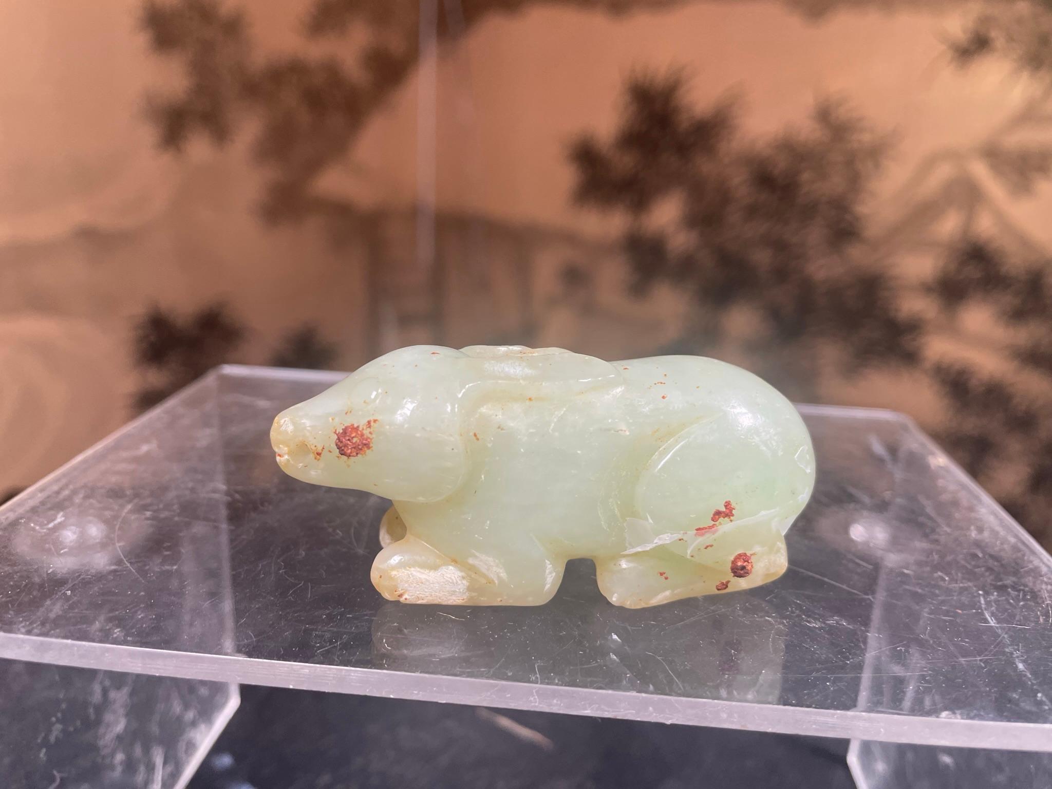 Chinesisches Jahr des Hasen Feine Jade-Kaninchen-Skulptur im Angebot 3