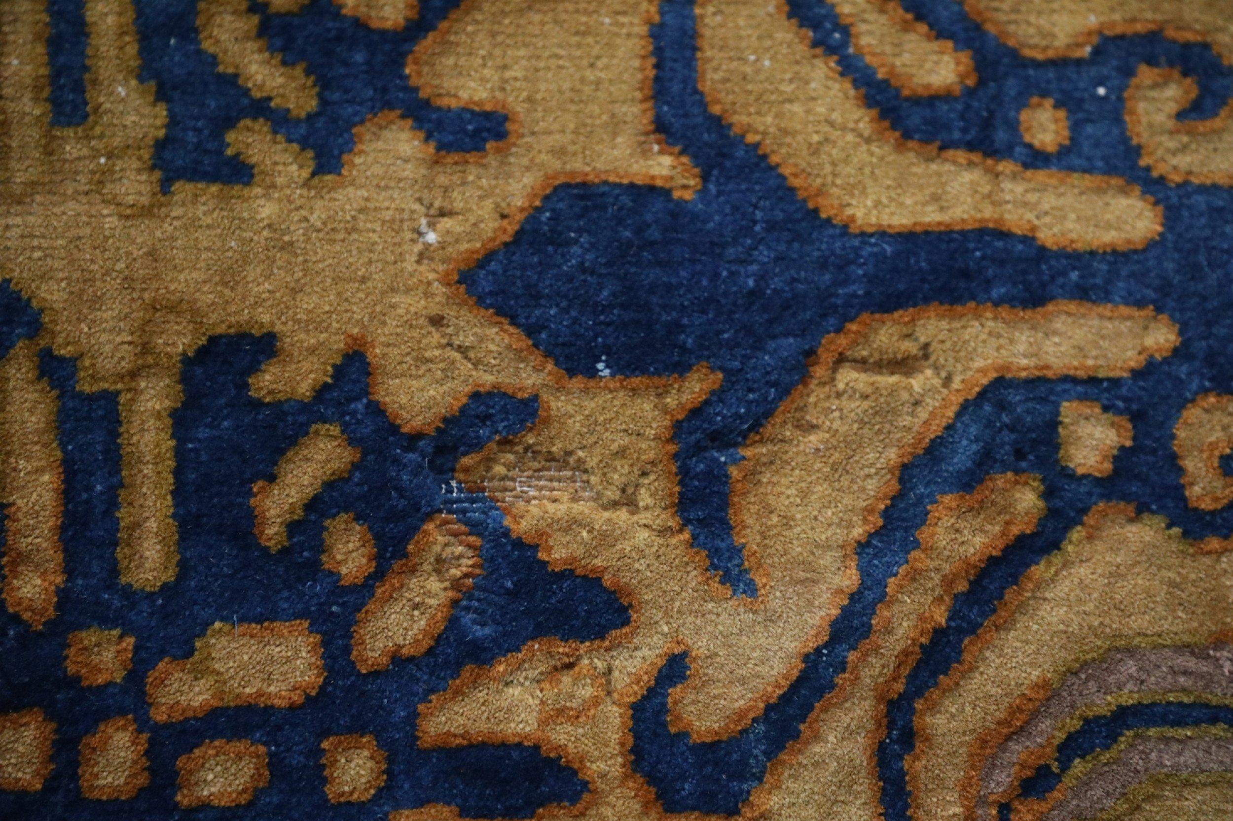 Tapis chinois jaune et bleu en vente 3