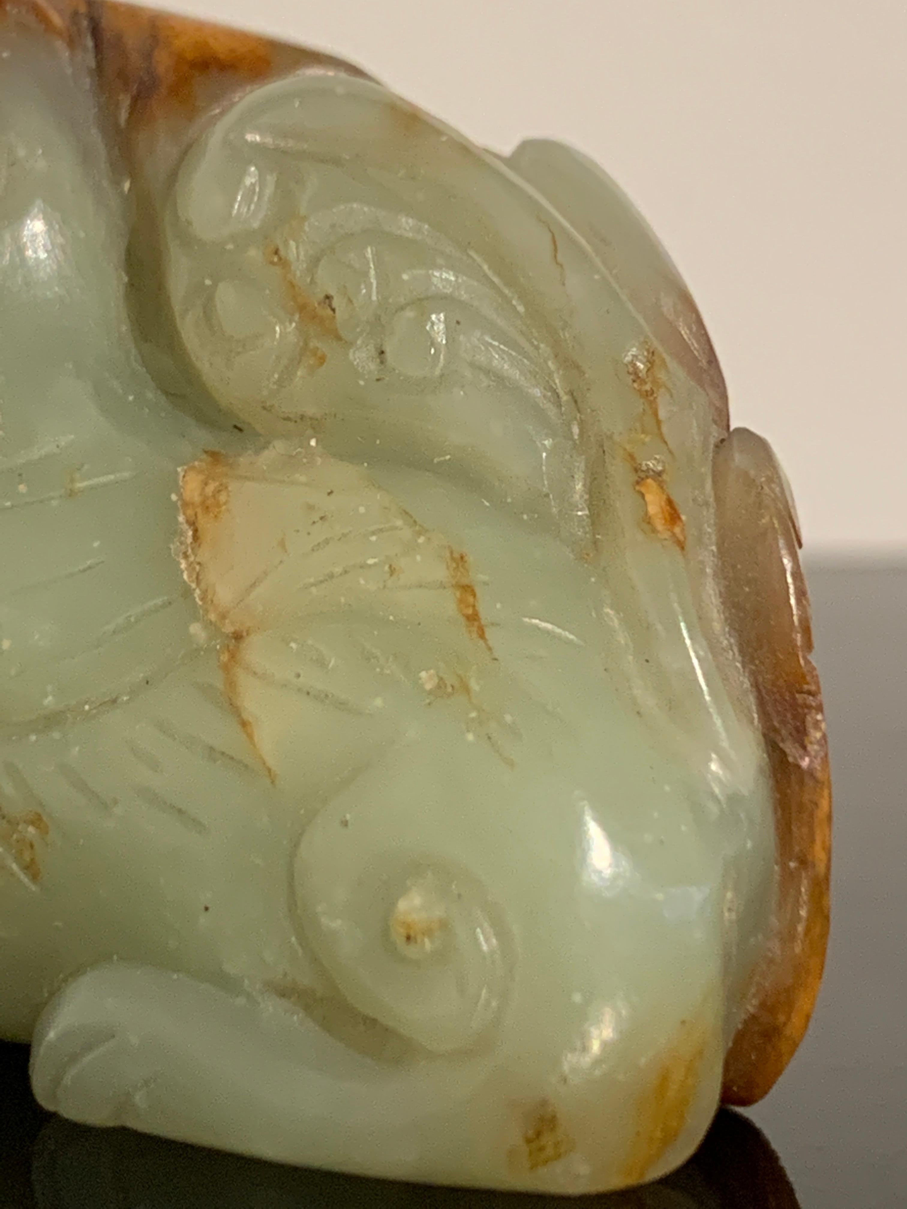 Chinese Yellow and Russet Jade Mythical Beast, Ming Dynasty or Earlier For Sale 7