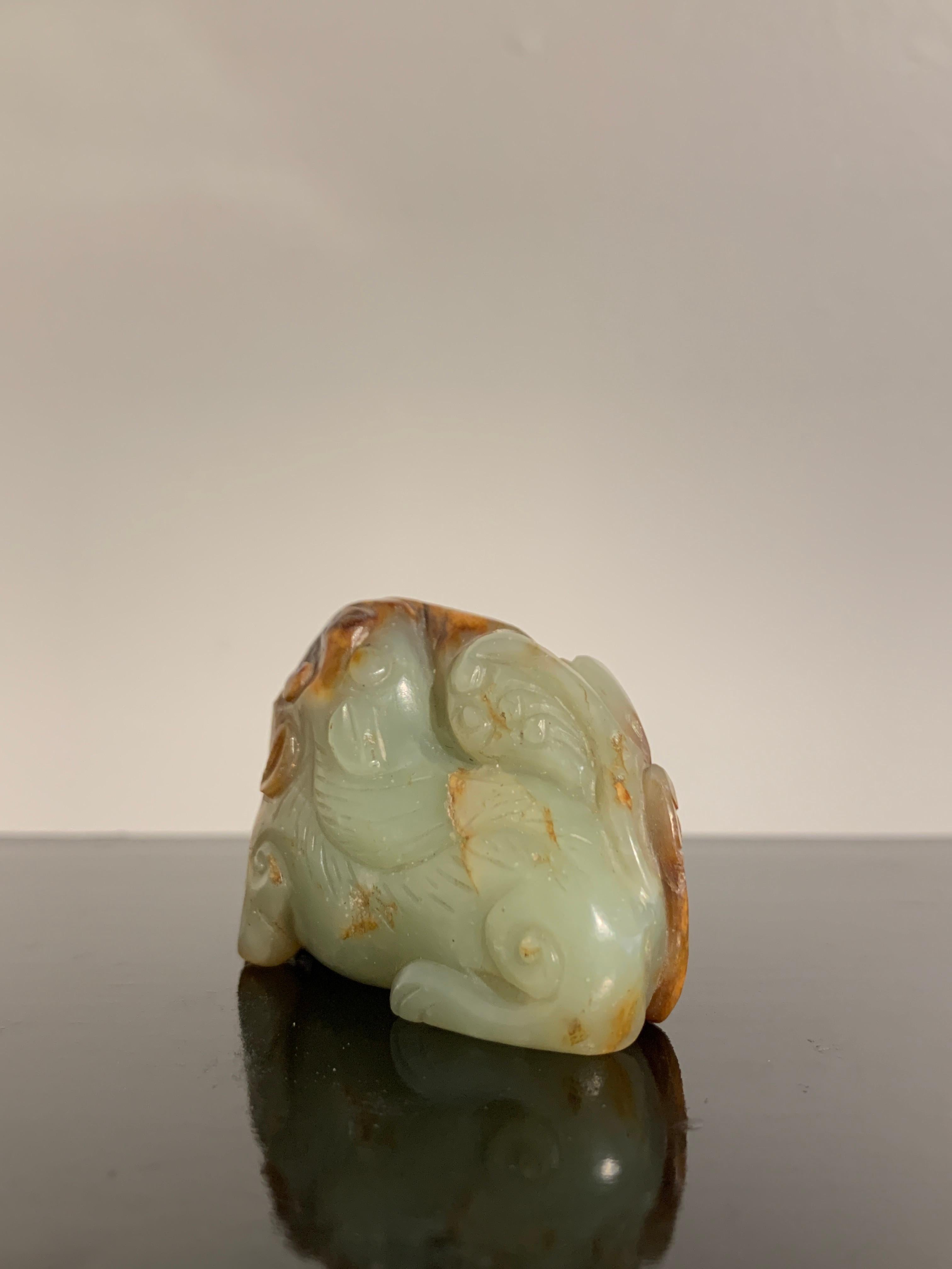 Chinese Yellow and Russet Jade Mythical Beast, Ming Dynasty or Earlier ...