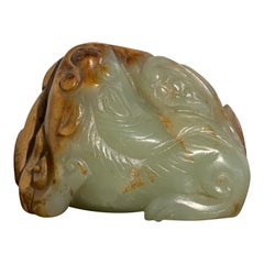 Chinese Yellow and Russet Jade Mythical Beast, Ming Dynasty or Earlier