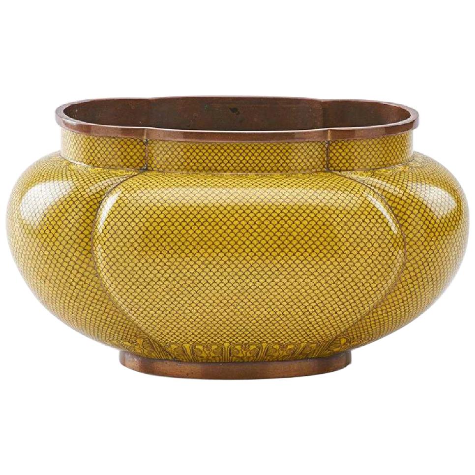 Chinese Yellow Cloisonné Bowl