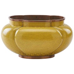 Antique Chinese Yellow Cloisonné Bowl