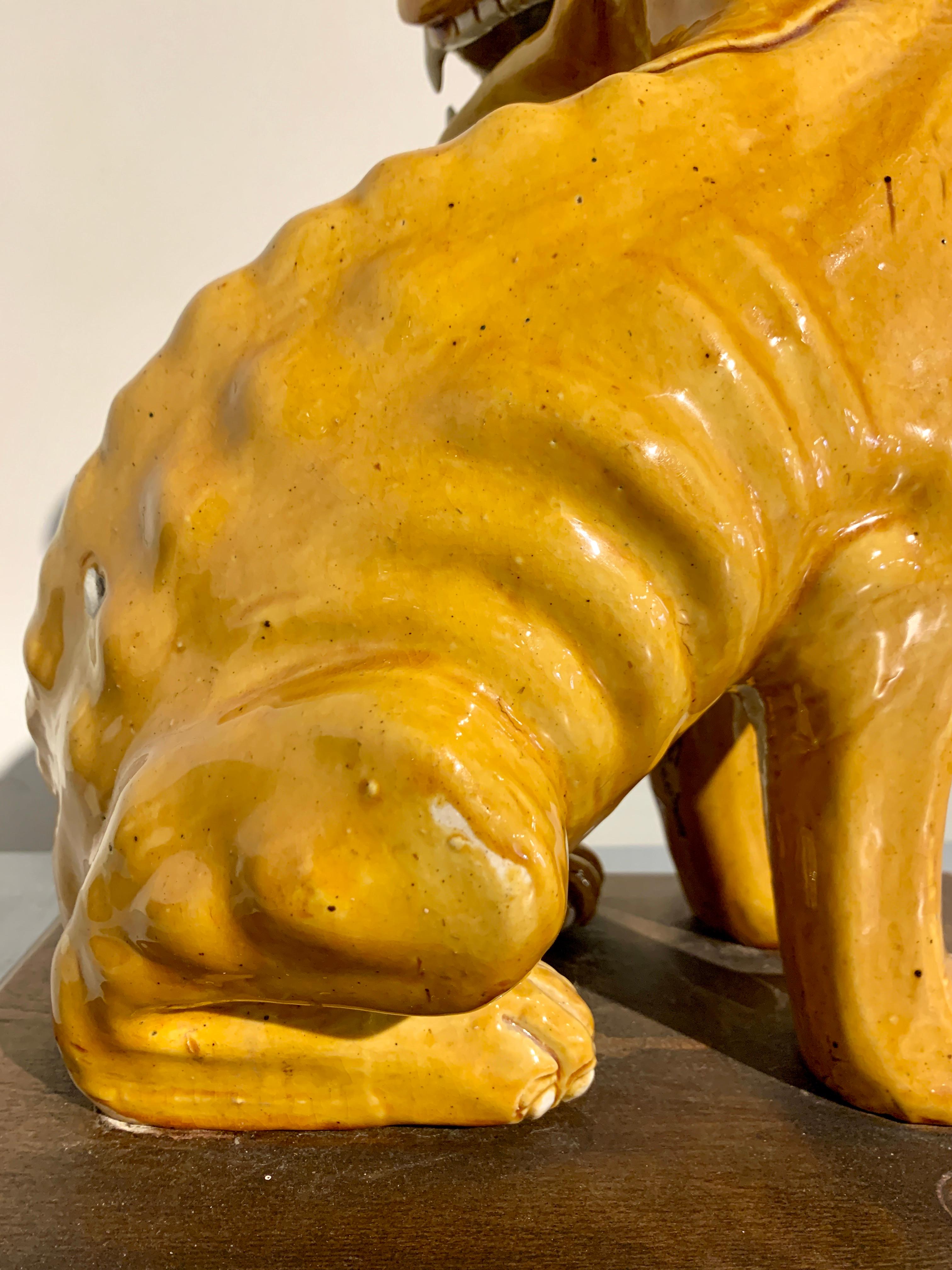 Chinese Yellow Glazed Mythical Beast, Xiezhi, Qing Dynasty, 19th Century, China For Sale 5