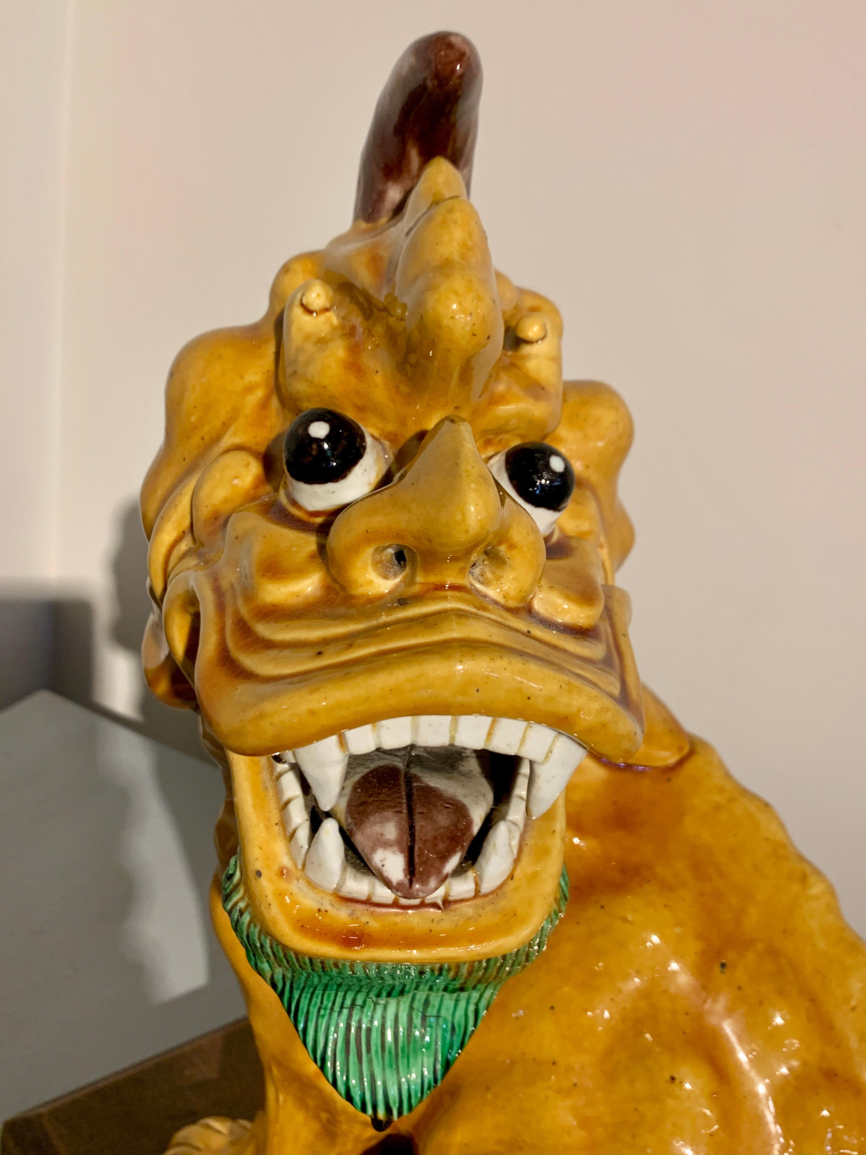 Chinese Yellow Glazed Mythical Beast, Xiezhi, Qing Dynasty, 19th Century, China For Sale 8