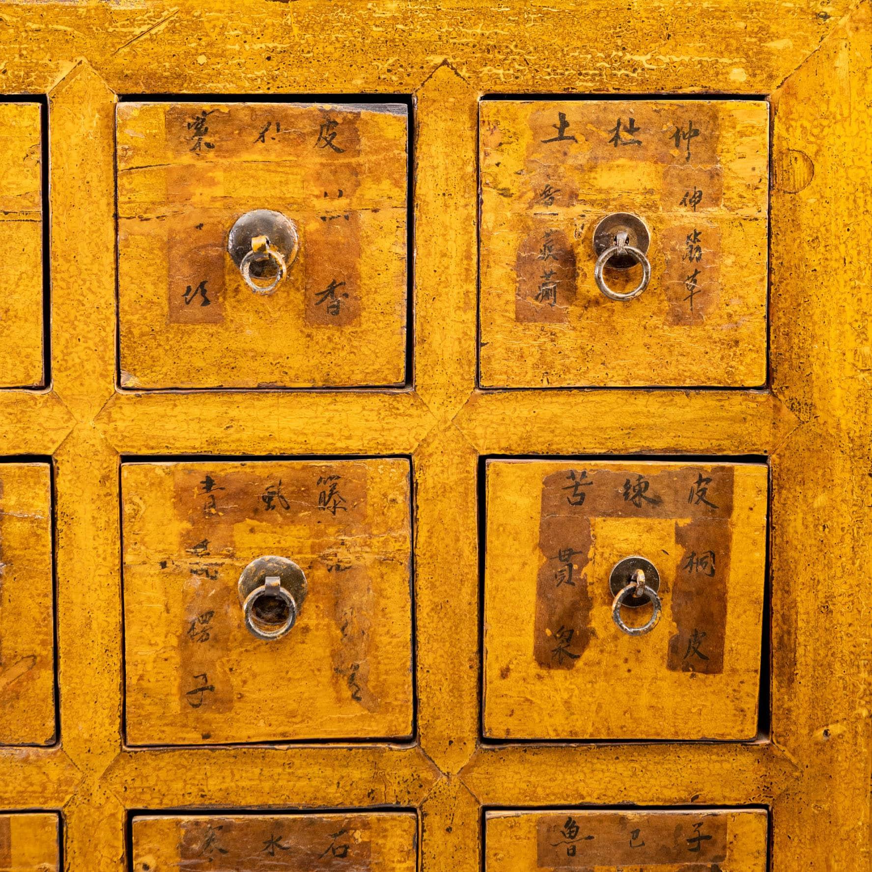 Chinese Yellow Lacquer Apothecary Cabinet c 1860 1