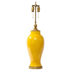 Chinese Yellow Monochromatic Porcelain Ormolu Mounted Lamp, Attb. E. F. Caldwell