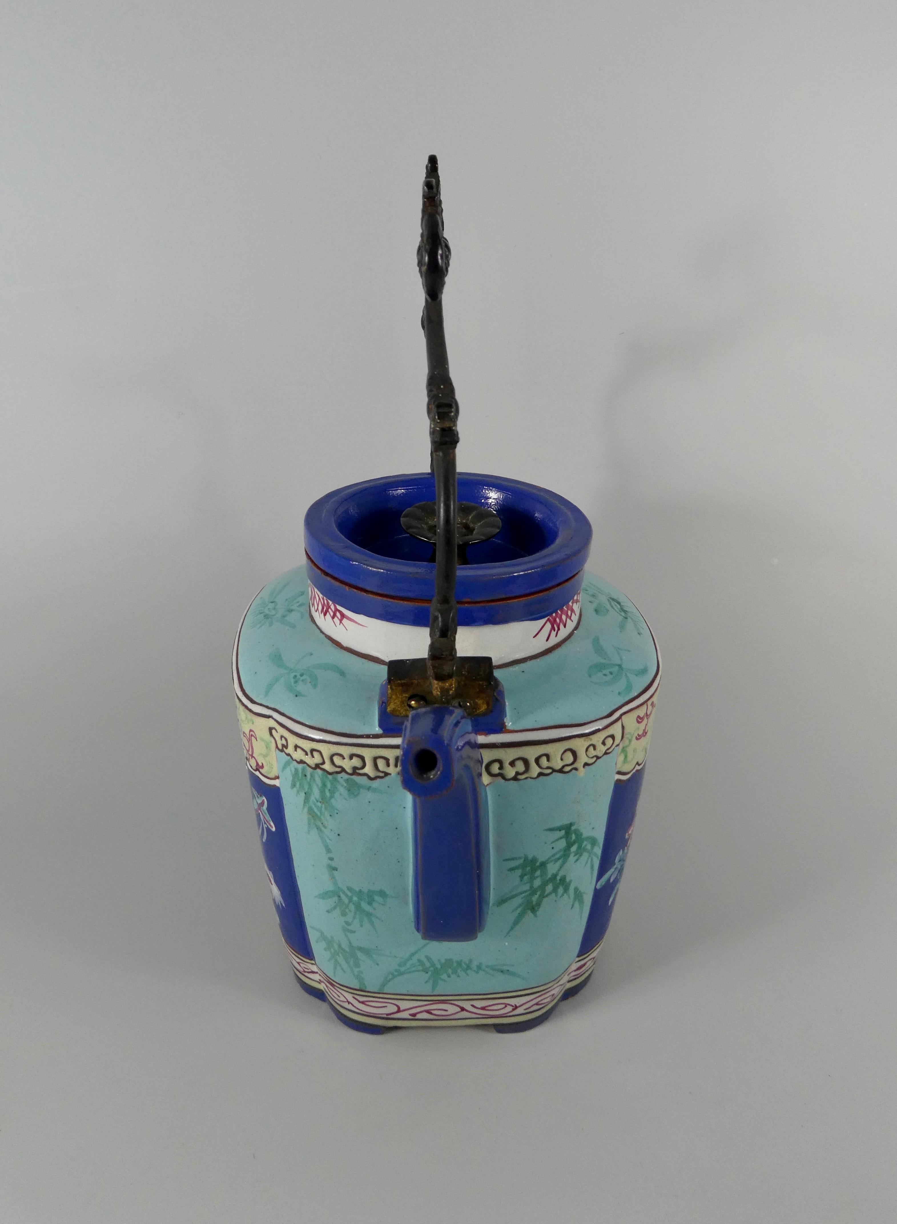 Chinese Yixing Enameled Teapot and Cover, 19th Century, Qing Dynasty For Sale 4
