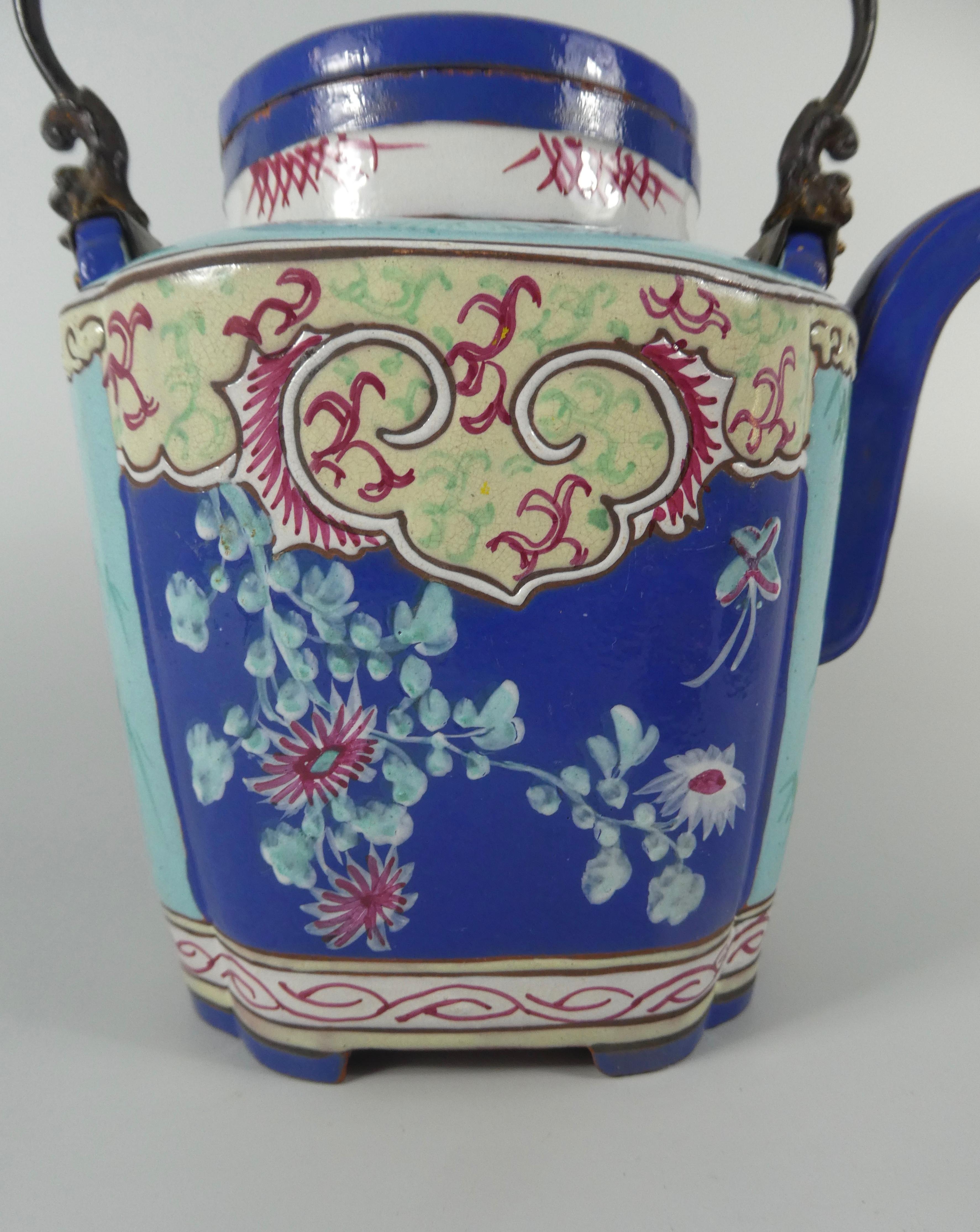 Chinese Yixing Enameled Teapot and Cover, 19th Century, Qing Dynasty For Sale 6