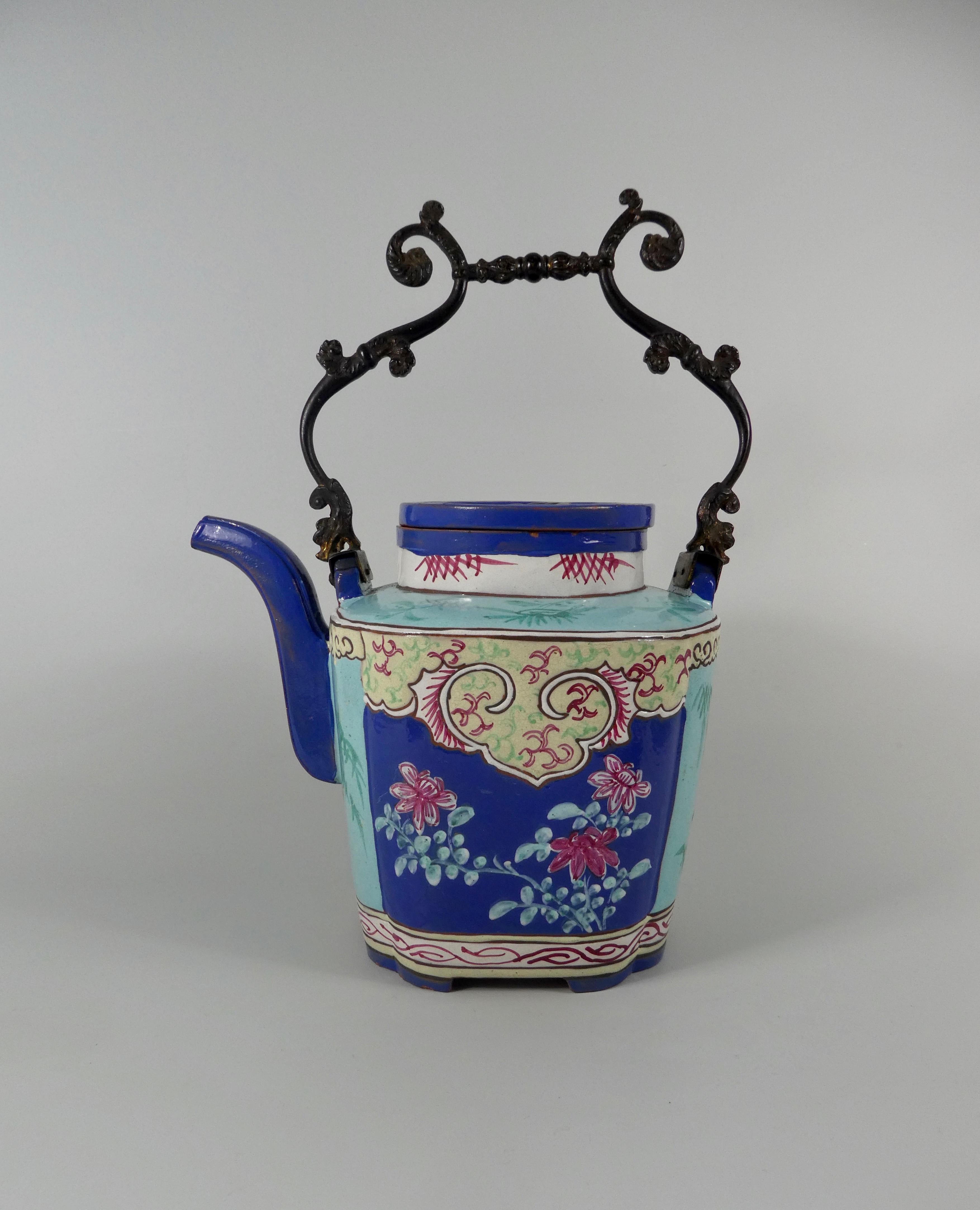 Chinese Yixing Enameled Teapot and Cover, 19th Century, Qing Dynasty In Good Condition For Sale In Gargrave, North Yorkshire