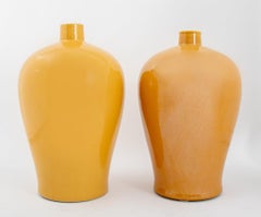 Chinese Yongzheng Mark Imperial Yellow Vases, Pair