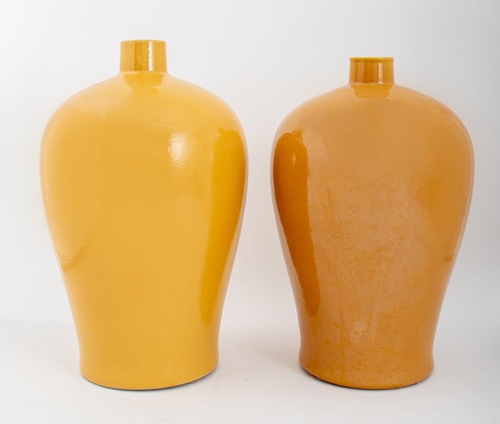 Chinese Export Chinese Yongzheng Mark Imperial Yellow Vases, Pair