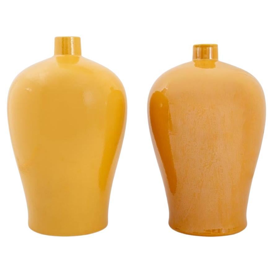Chinese Yongzheng Mark Imperial Yellow Vases, Pair