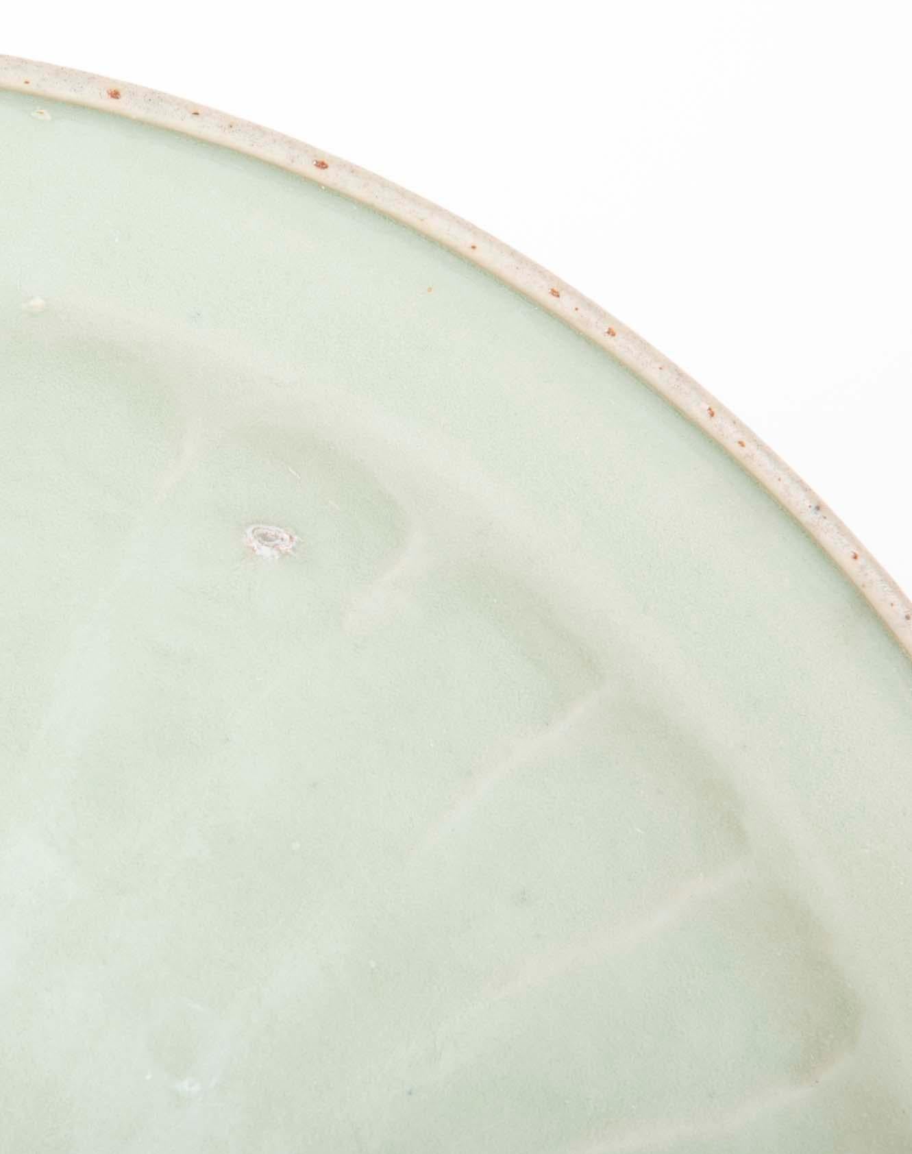 Glazed Chinese Yuan Celadon Fluted Edge Green Glaze Plate
