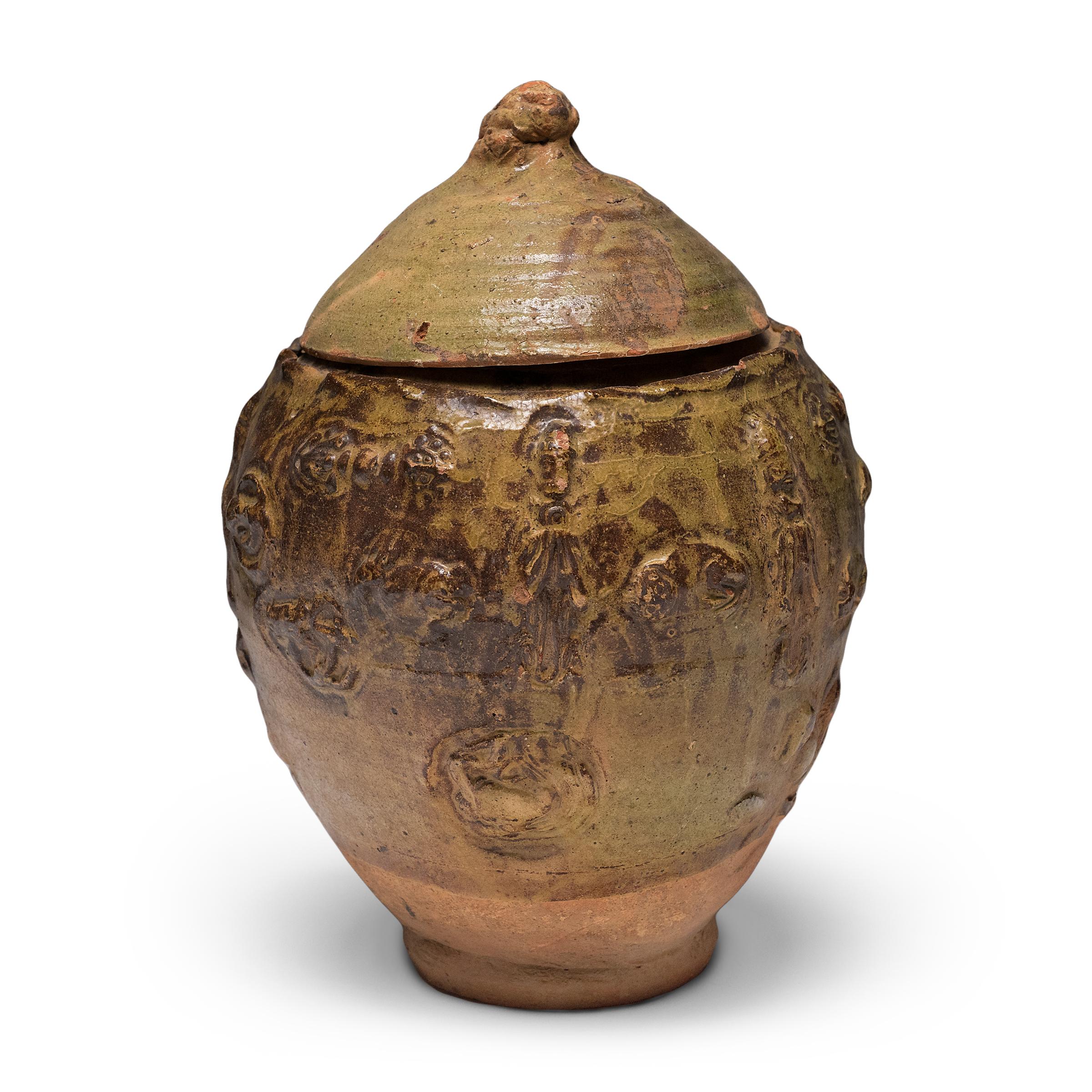 Jarro chino de ofrendas esmaltado Yuan, c. 1350 Primitivo en venta