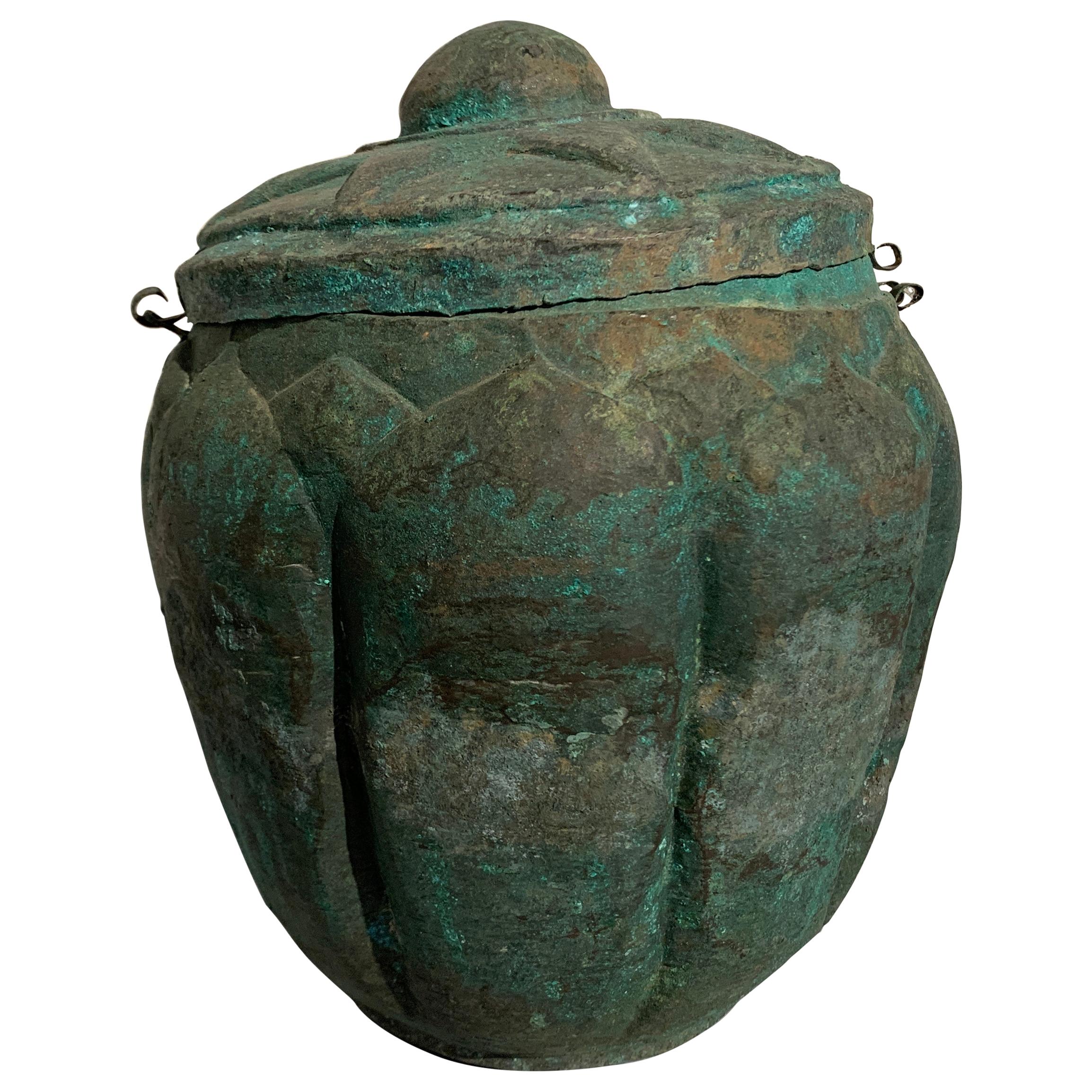Chinese Yuan Dynasty Bronze Lotus Jar, 14th Century, China
