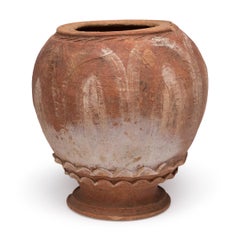 Chinese Yuan Dynasty Offering Jar with Polychromed Lotus Petals, c. 1300