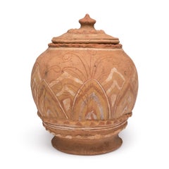 Chinese Yuan Dynasty Offering Jar with Polychromed Lotus Petals, c. 1300