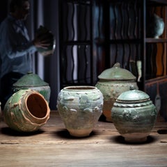 Chinese Yuan Green Glazed Lotus Jar, c. 1350