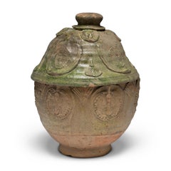 Chinese Yuan Green Glazed Lotus Jar, c. 1350